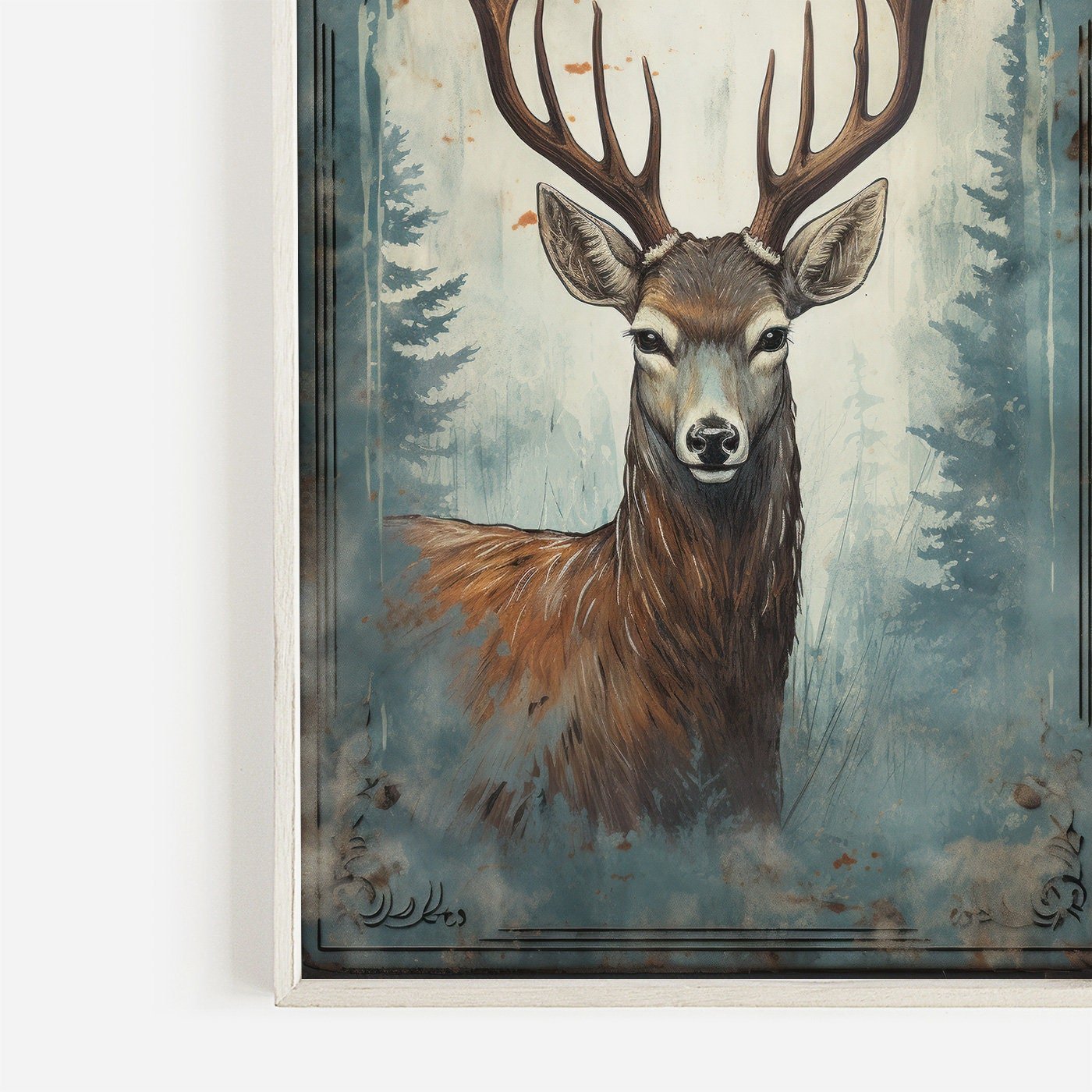 Deer Wall Decor, Forest Animal Art, Rustic Nature Design - WildfieldPrints