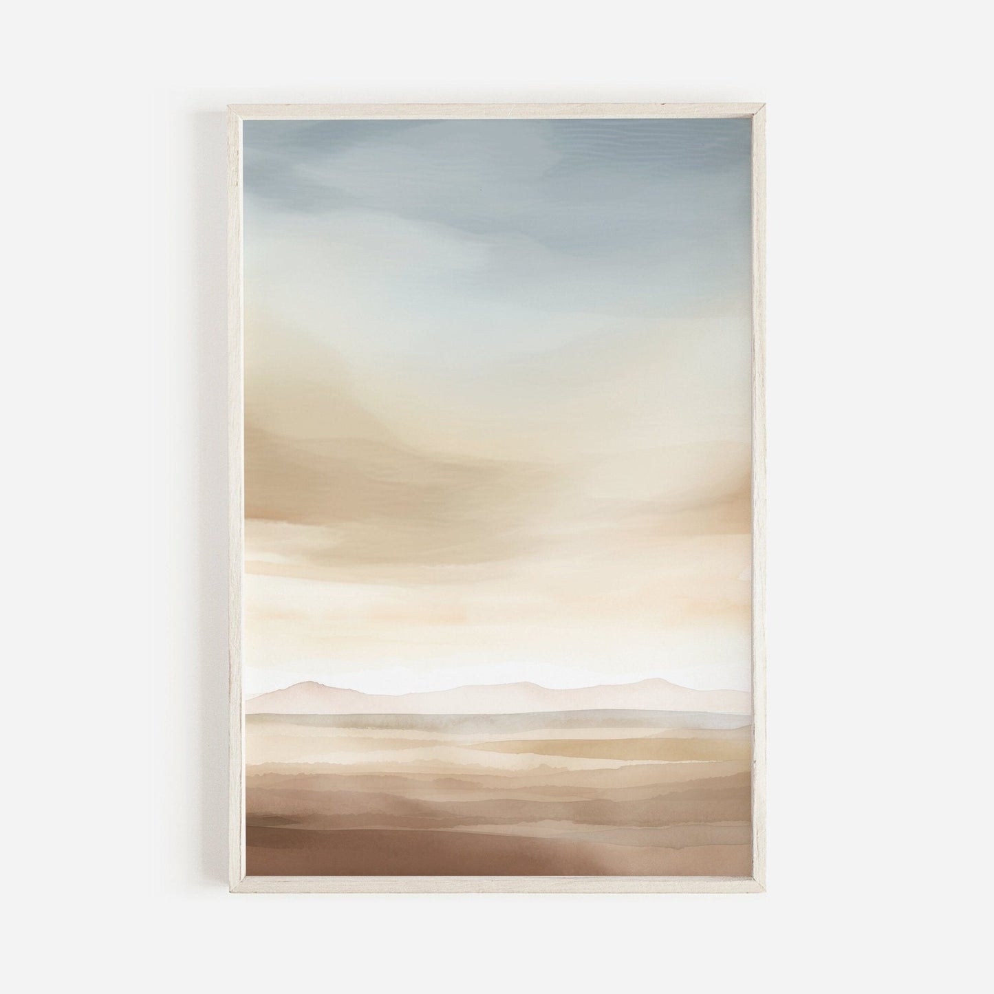 Desert Wall Art, Semi - Abstract Watercolor Print, Blue - Beige - Brown Tones - WildfieldPrints