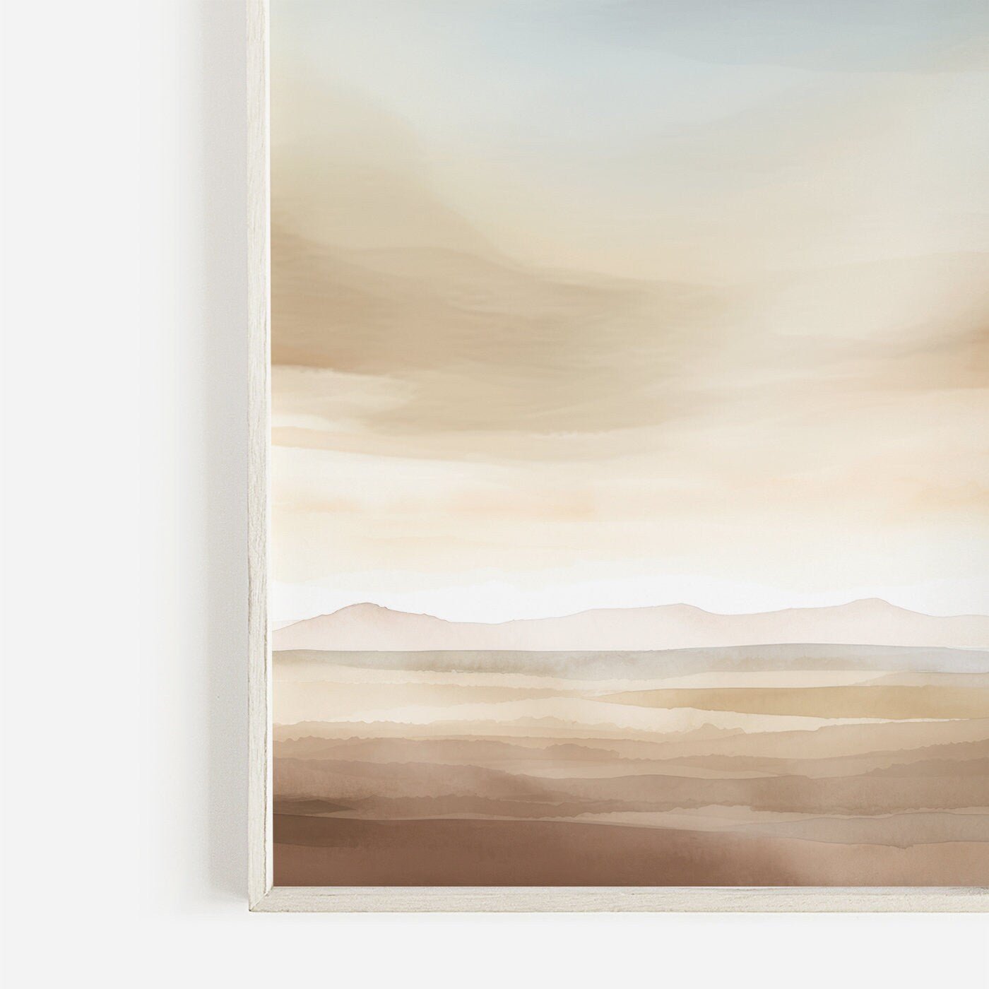 Desert Wall Art, Semi - Abstract Watercolor Print, Blue - Beige - Brown Tones - WildfieldPrints