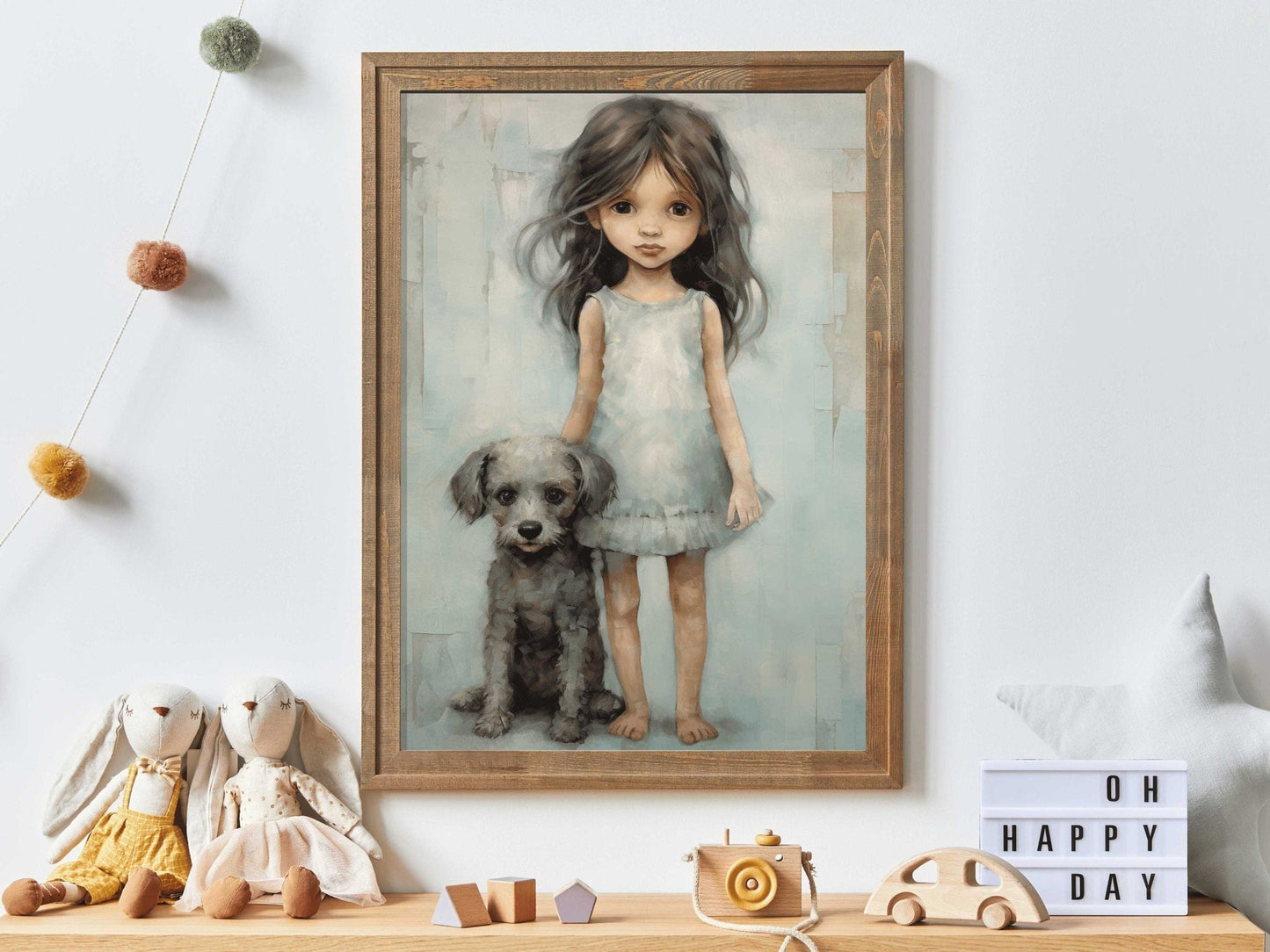 Dog Nursery Art, Cute Puppy Decor, Girls Room Wall Decor - WildfieldPrints