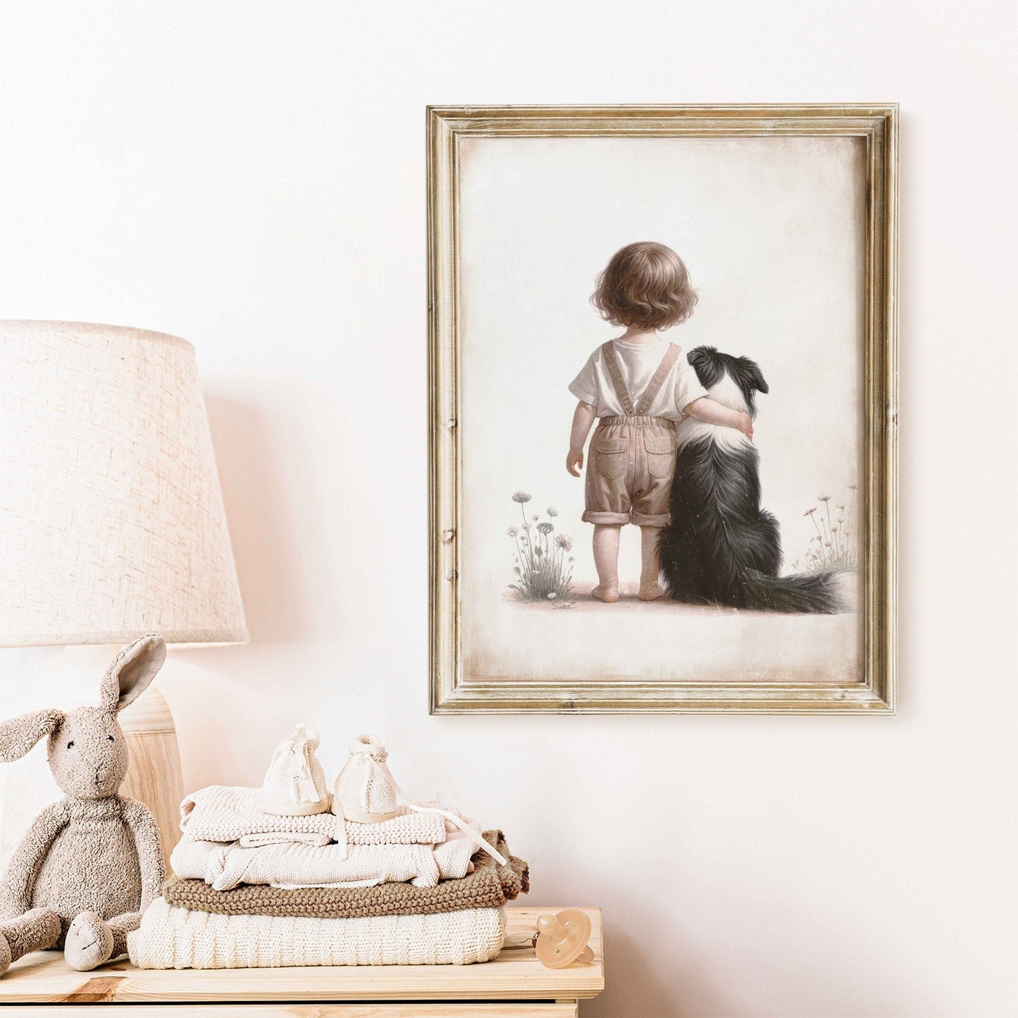 Dog Nursery Decor, Border Collie Art, Girls Room Wall Decor - WildfieldPrints
