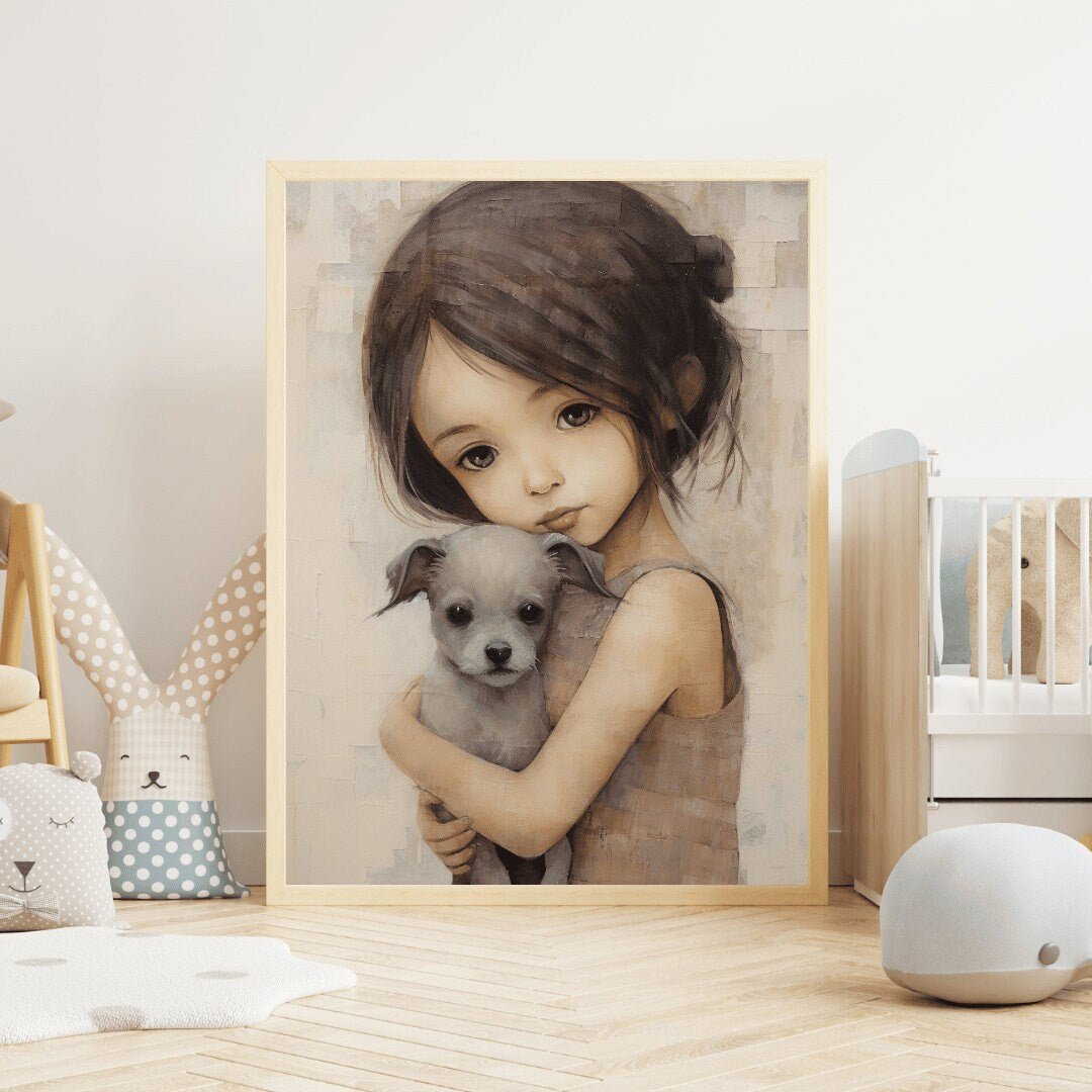 Dog Nursery Decor, Cute Animal Prints, Girls Room Wall Art - WildfieldPrints