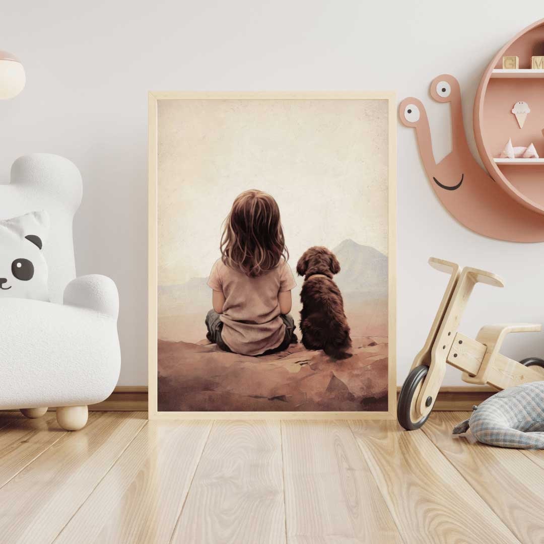 Dog Nursery Decor, Cute Puppy Wall Art, Girls Room Dog Print - WildfieldPrints