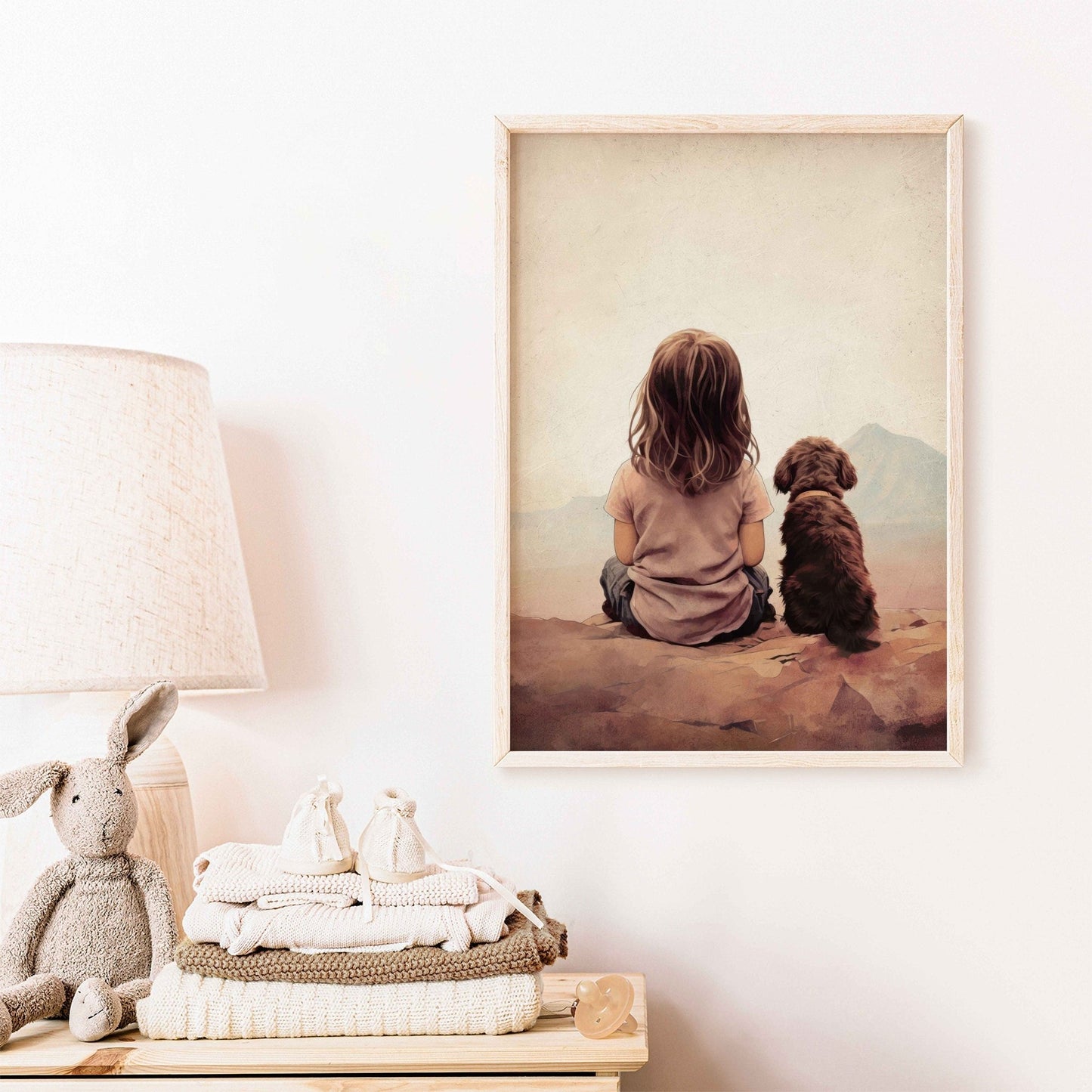 Dog Nursery Decor, Cute Puppy Wall Art, Girls Room Dog Print - WildfieldPrints