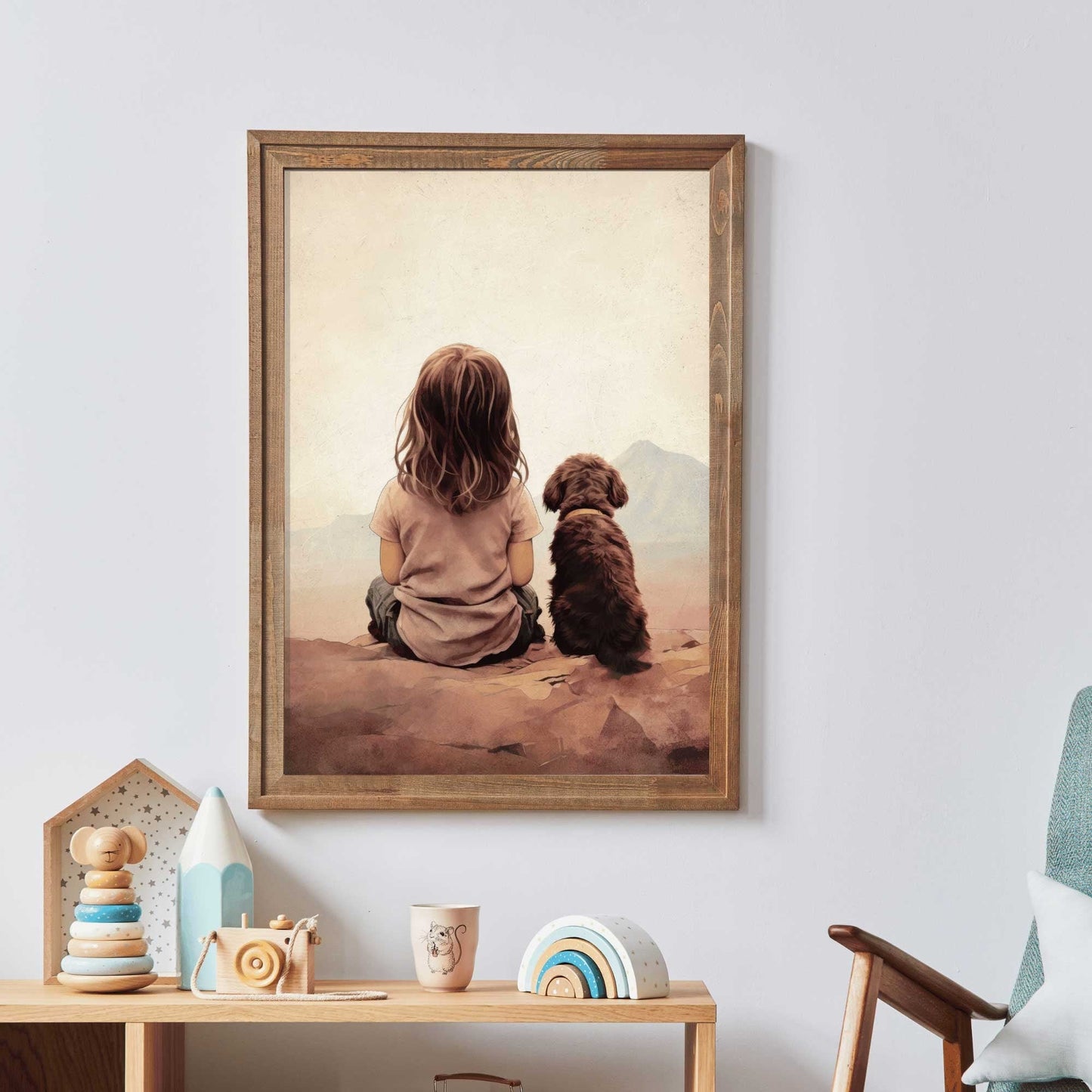 Dog Nursery Decor, Cute Puppy Wall Art, Girls Room Dog Print - WildfieldPrints
