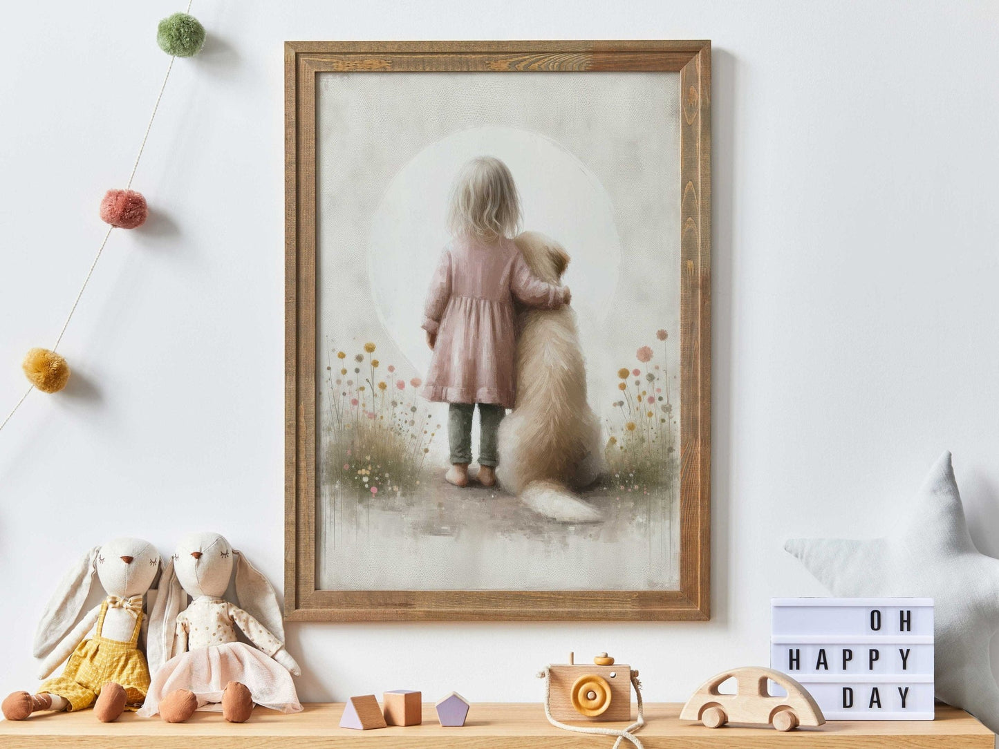 Dog Nursery Decor, Golden Retriever Wall Art, Cute Kids Room Decor - WildfieldPrints