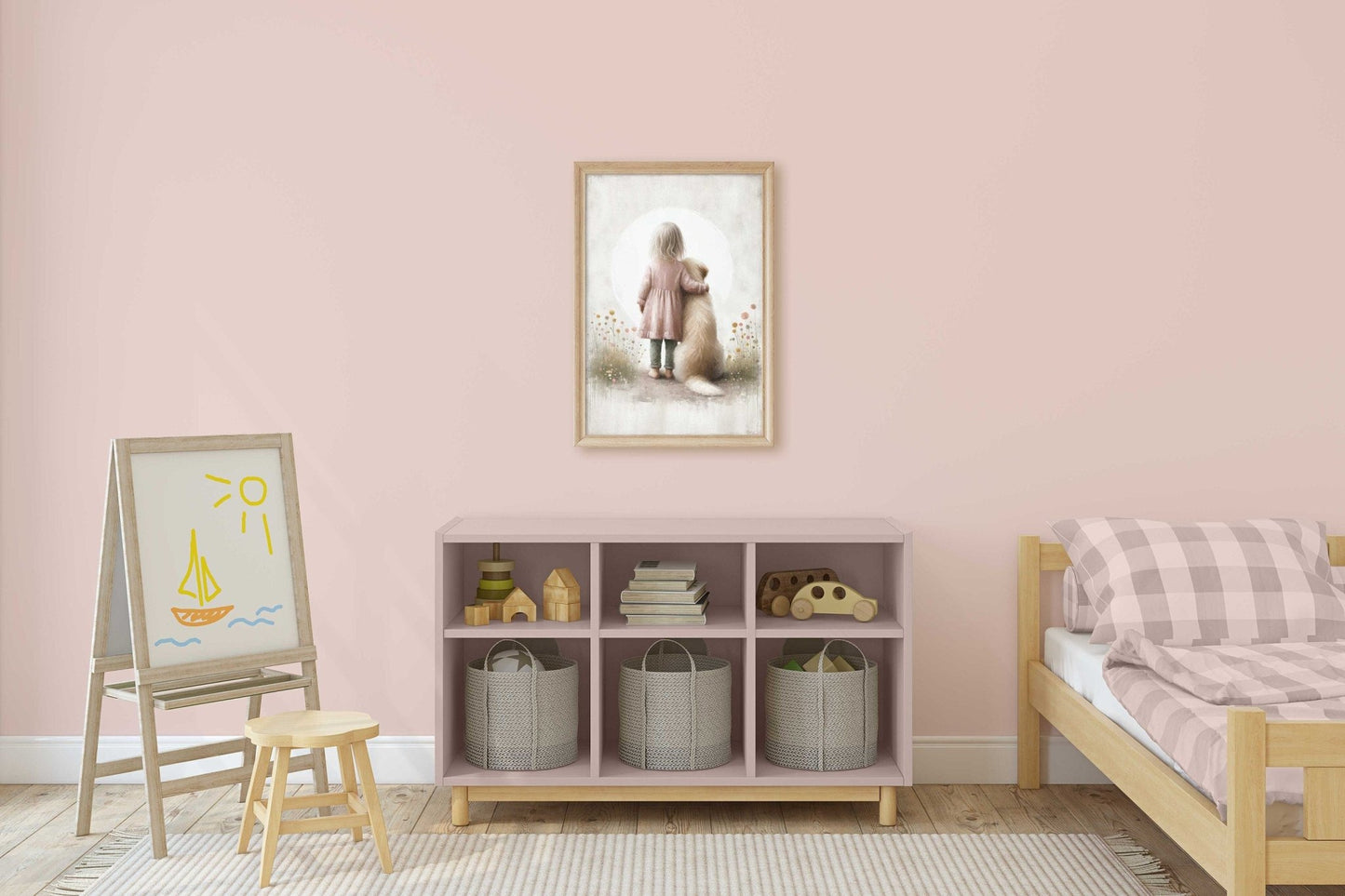 Dog Nursery Decor, Golden Retriever Wall Art, Cute Kids Room Decor - WildfieldPrints