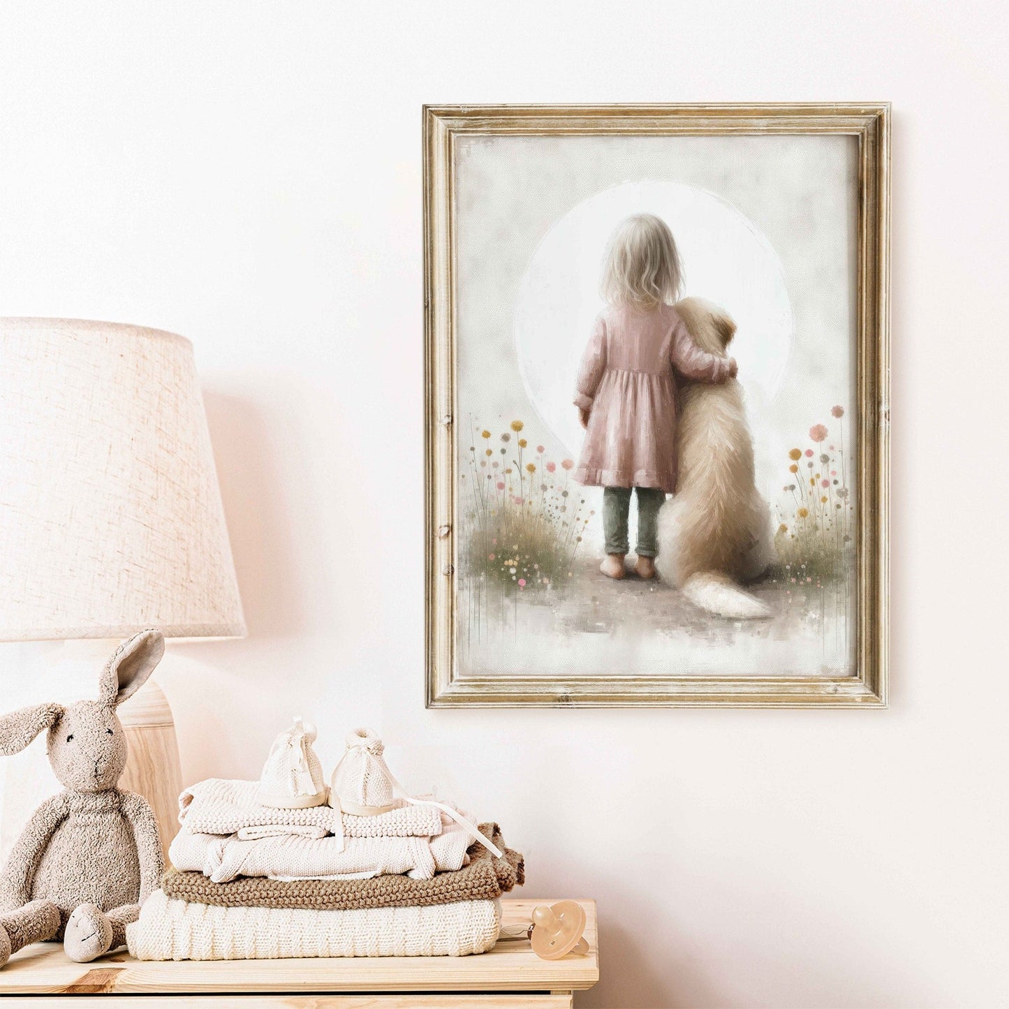 Dog Nursery Decor, Golden Retriever Wall Art, Cute Kids Room Decor - WildfieldPrints