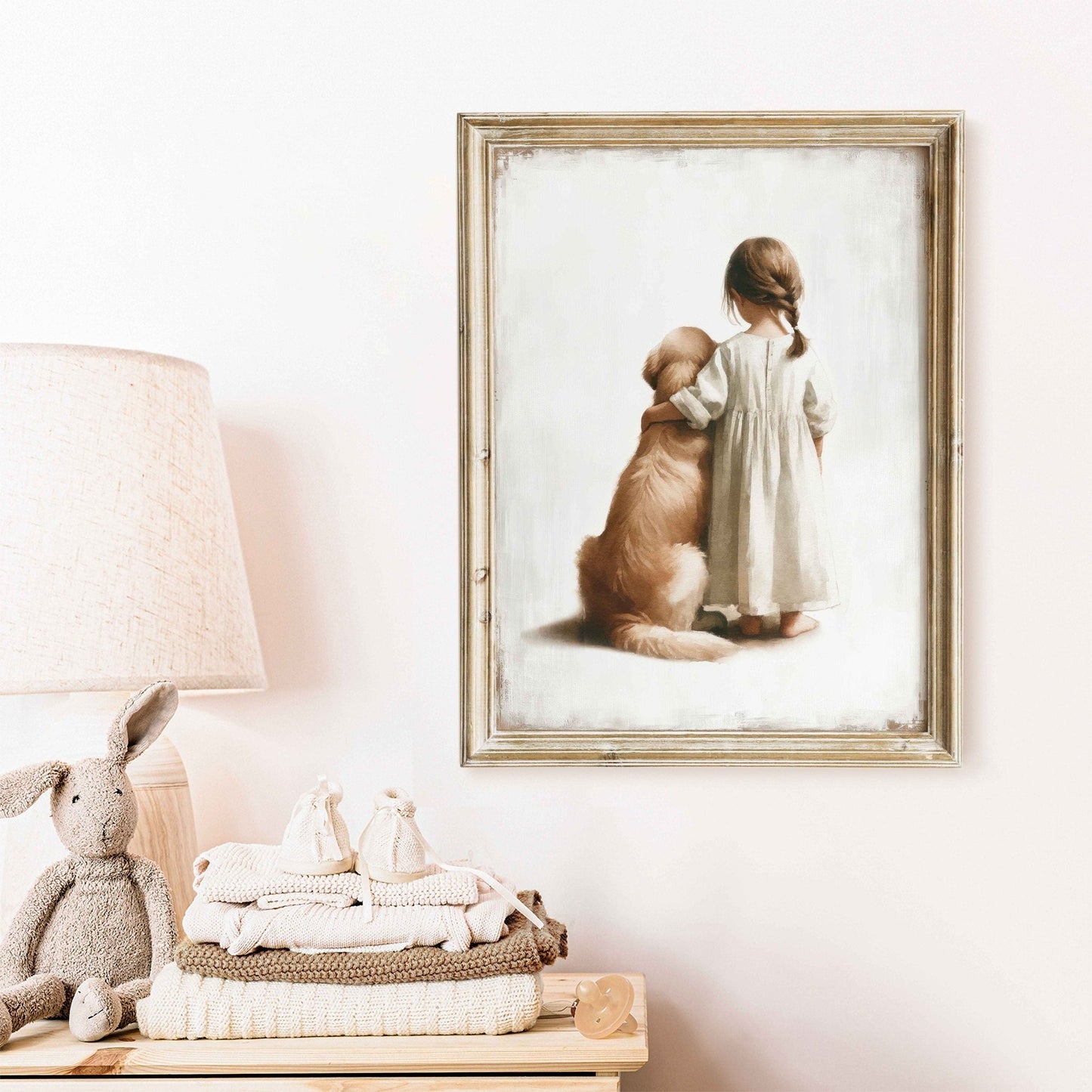 Dog Nursery Decor, Golden Retriever Wall Art, Girls Room Print - WildfieldPrints