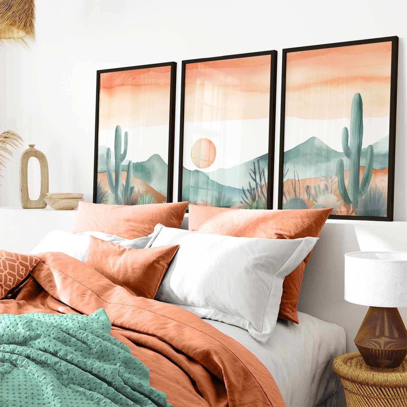 Dramatic Desert Dusk Watercolor Art, Landscape Decor Trio - WildfieldPrints