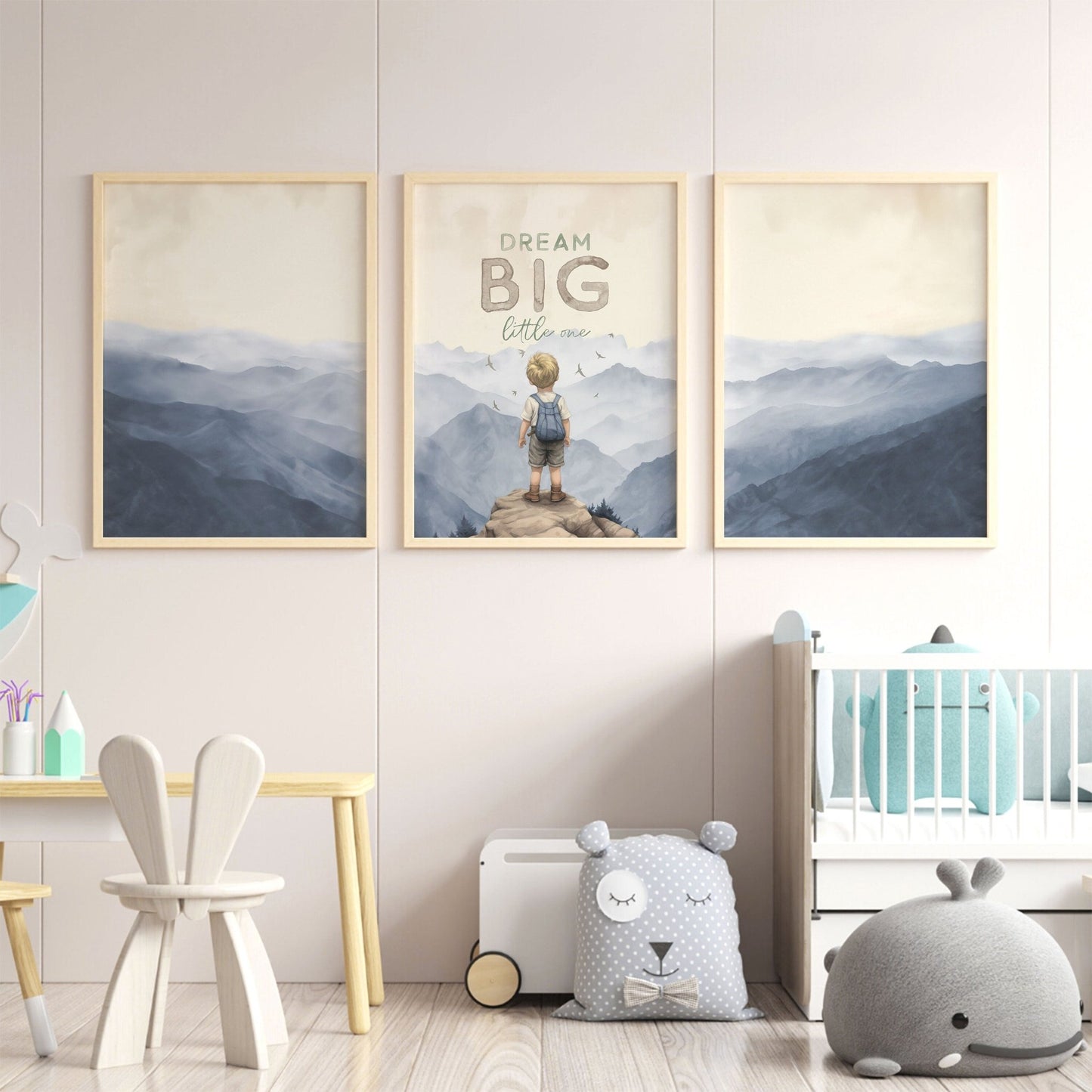 Dream Big Little One, Adventure Nursery Decor, Quote Art for Boys Room - WildfieldPrints