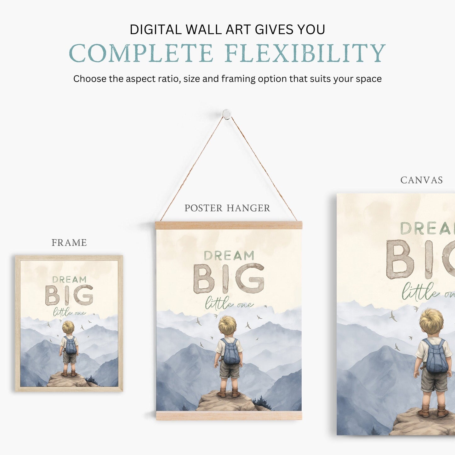 Dream Big Little One, Adventure Nursery Decor, Quote Art for Boys Room - WildfieldPrints