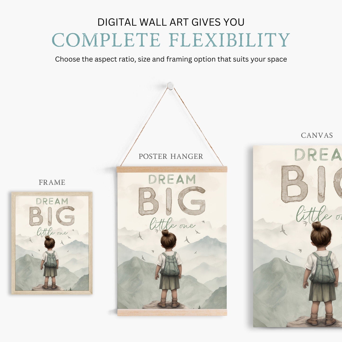 Dream Big Little One, Adventure Quote Nursery Art, Inspirational Decor - WildfieldPrints