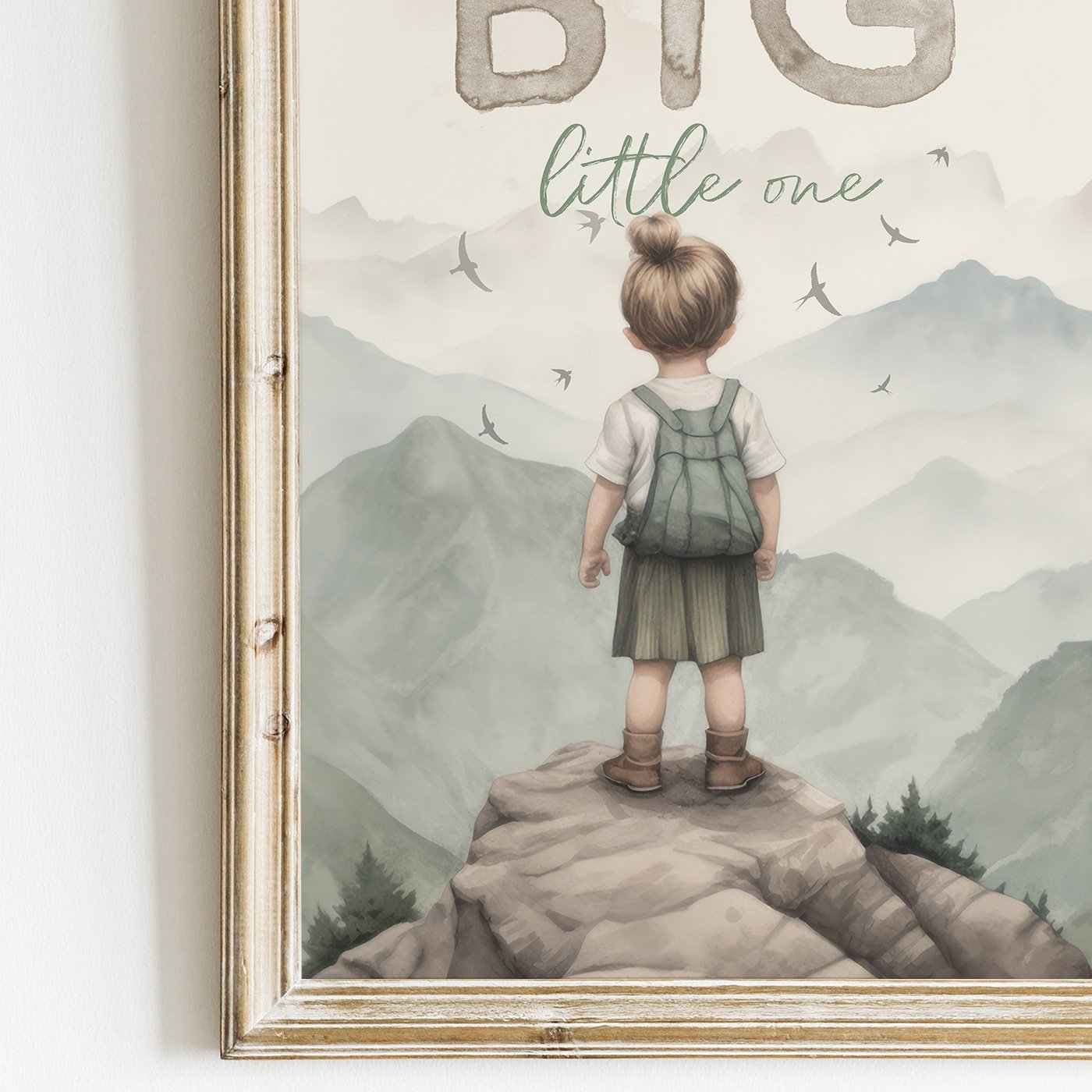 Dream Big Little One Art, Nursery Quote Wall Decor, Adventure Theme - WildfieldPrints