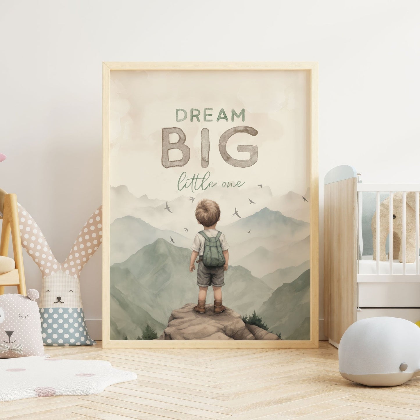 Dream Big Little One, Boy Nursery Quote Art, Adventure Room Decor - WildfieldPrints