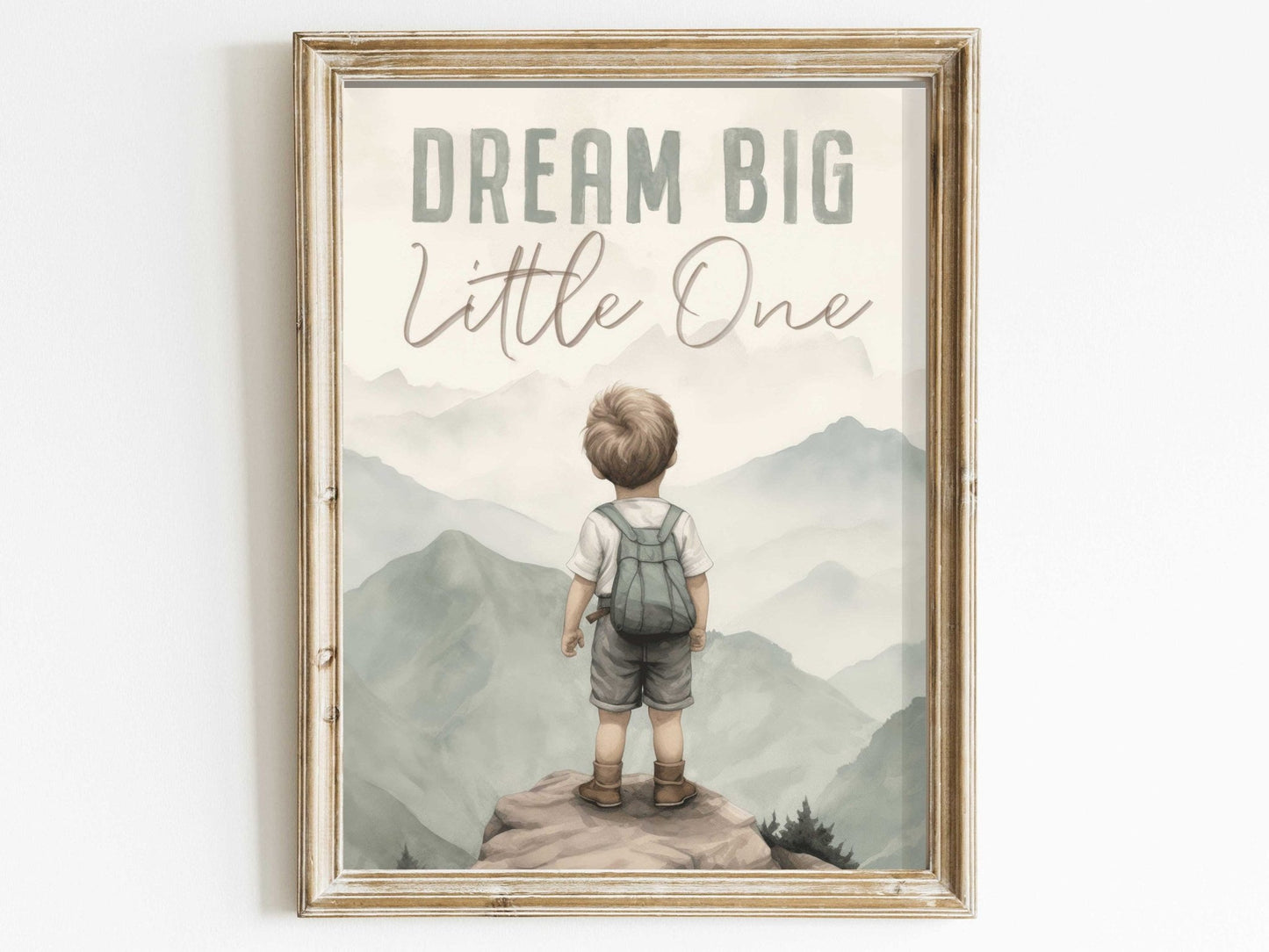 Dream Big Little One, Inspirational Quote Boy, Mountain Nursery Decor - WildfieldPrints
