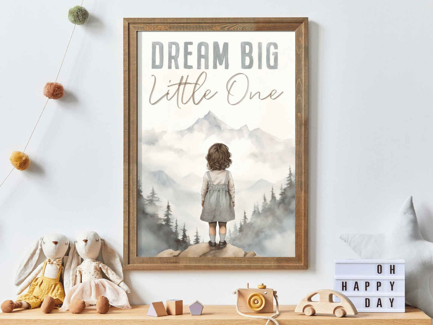 Dream Big Little One, Nursery Quote Wall Art, Girl's Adventure Decor - WildfieldPrints