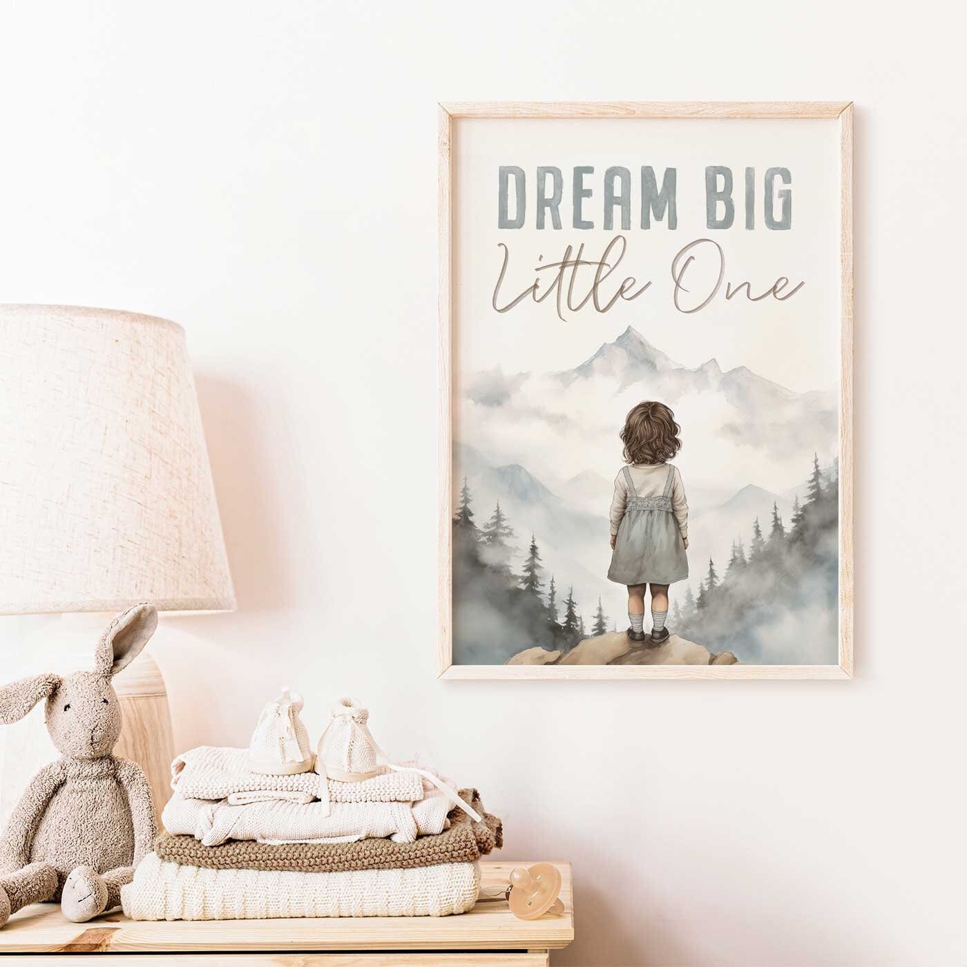 Dream Big Little One, Nursery Quote Wall Art, Girl's Adventure Decor - WildfieldPrints