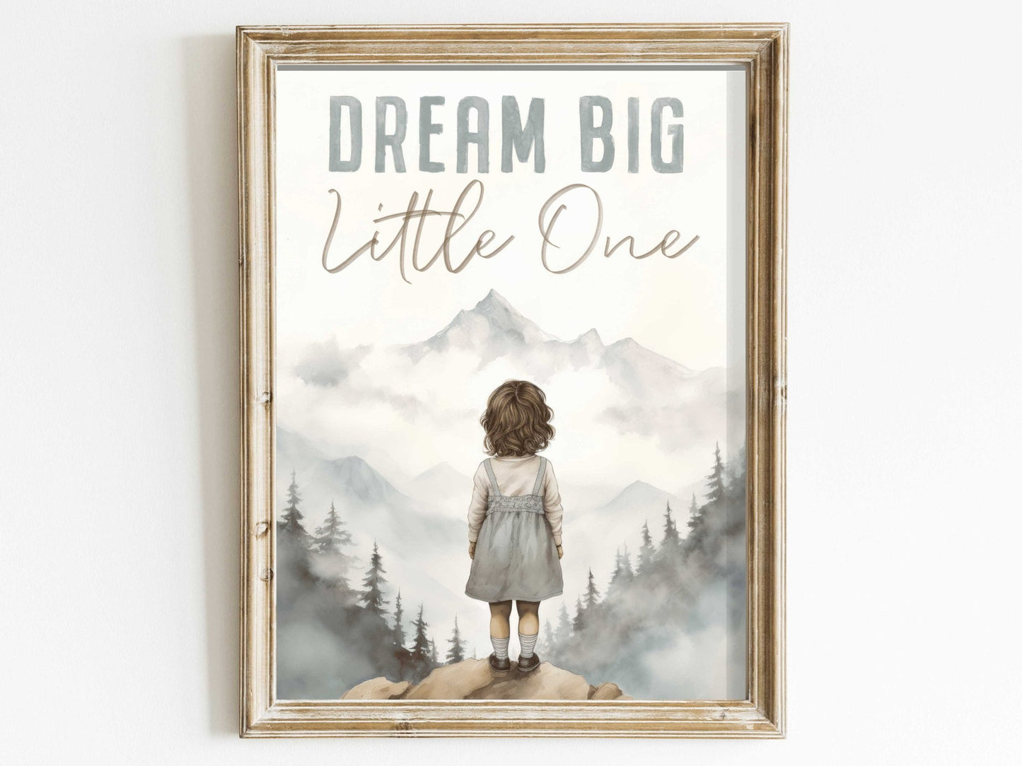 Dream Big Little One, Nursery Quote Wall Art, Girl's Adventure Decor - WildfieldPrints
