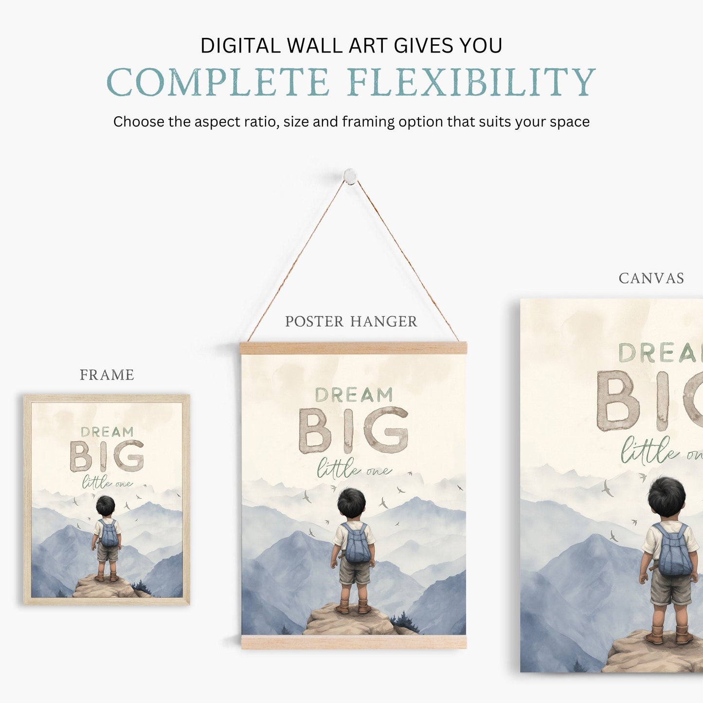 Dream Big Little One Print, Adventure Nursery Decor, Boys Room Art - WildfieldPrints