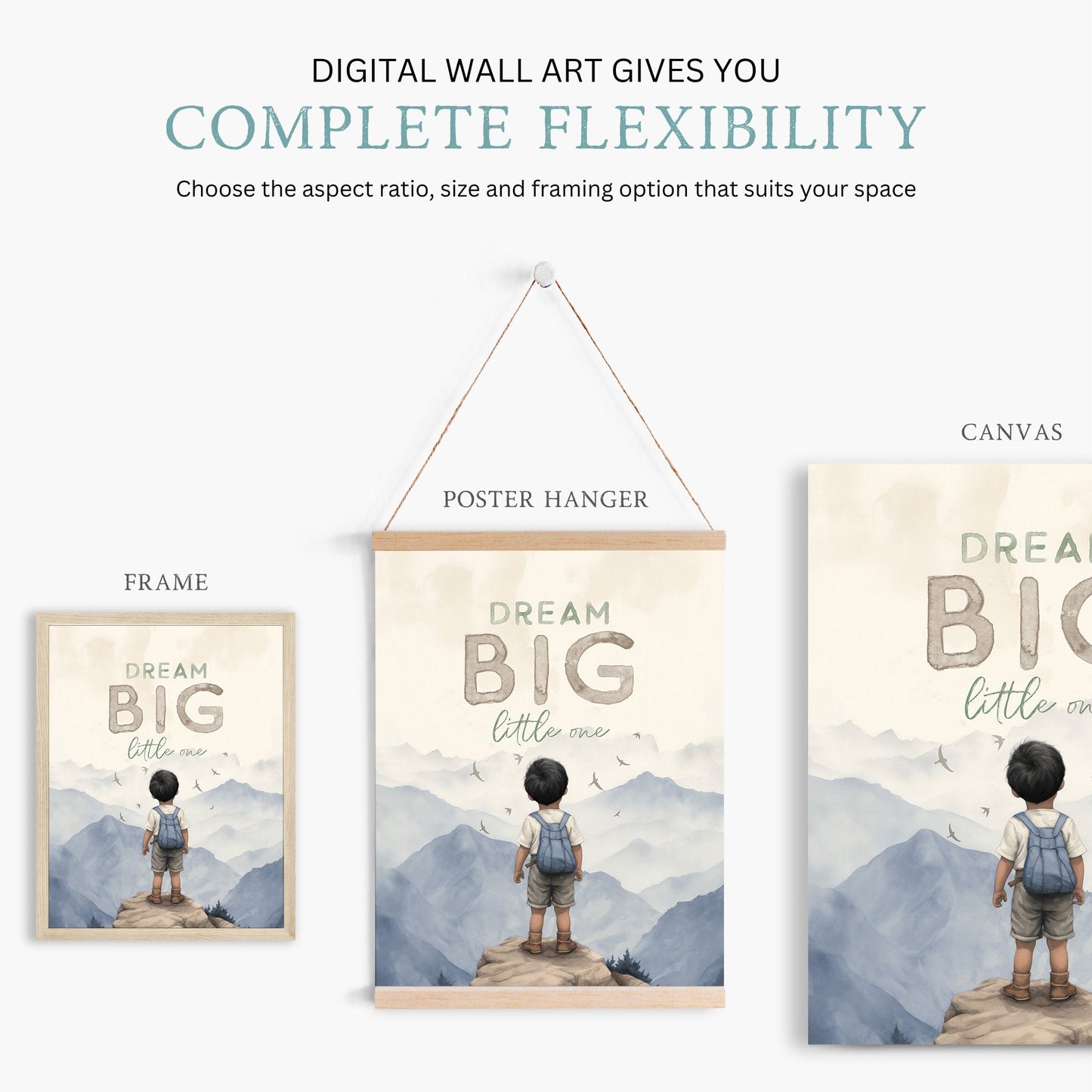 Dream Big Little One Print, Adventure Nursery Decor, Boys Room Art - WildfieldPrints