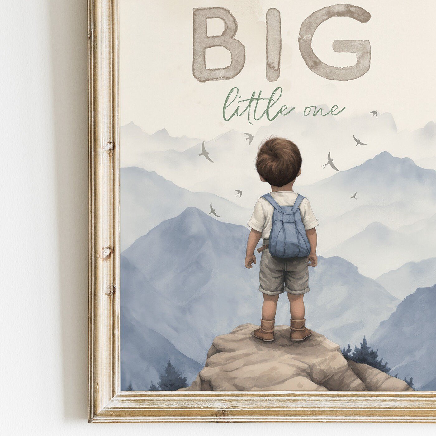 Dream Big Little One Print, Adventure Quote Boys Room Decor, Hot Air Balloon Art - WildfieldPrints
