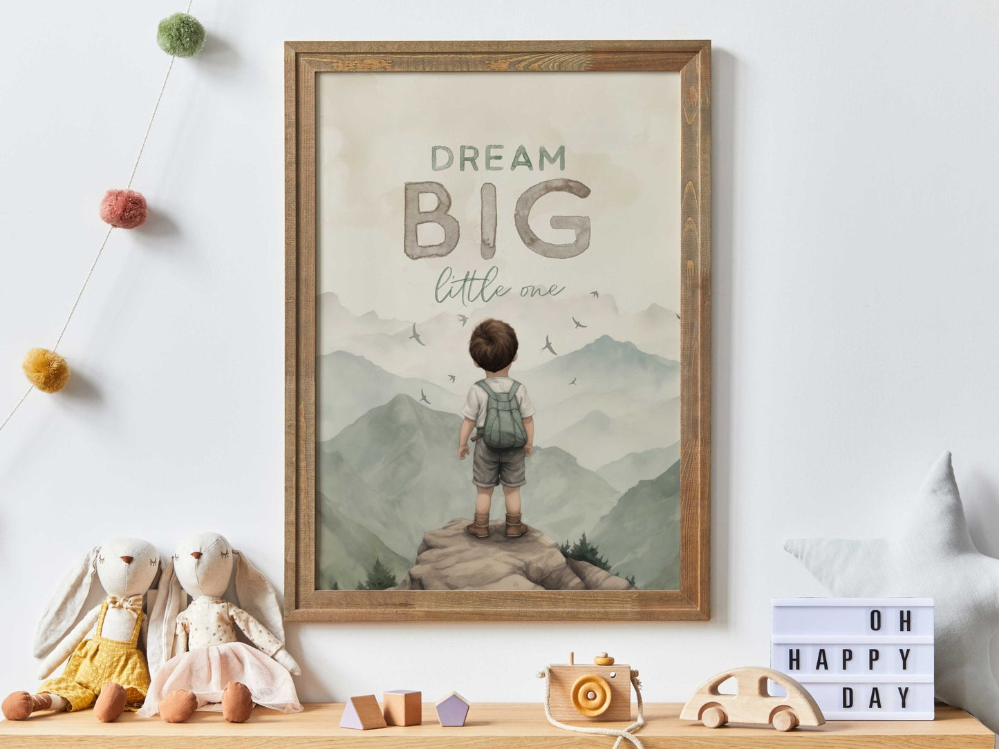 Dream Big Little One Quote Print, Adventure Wall Decor, Boys Room - WildfieldPrints