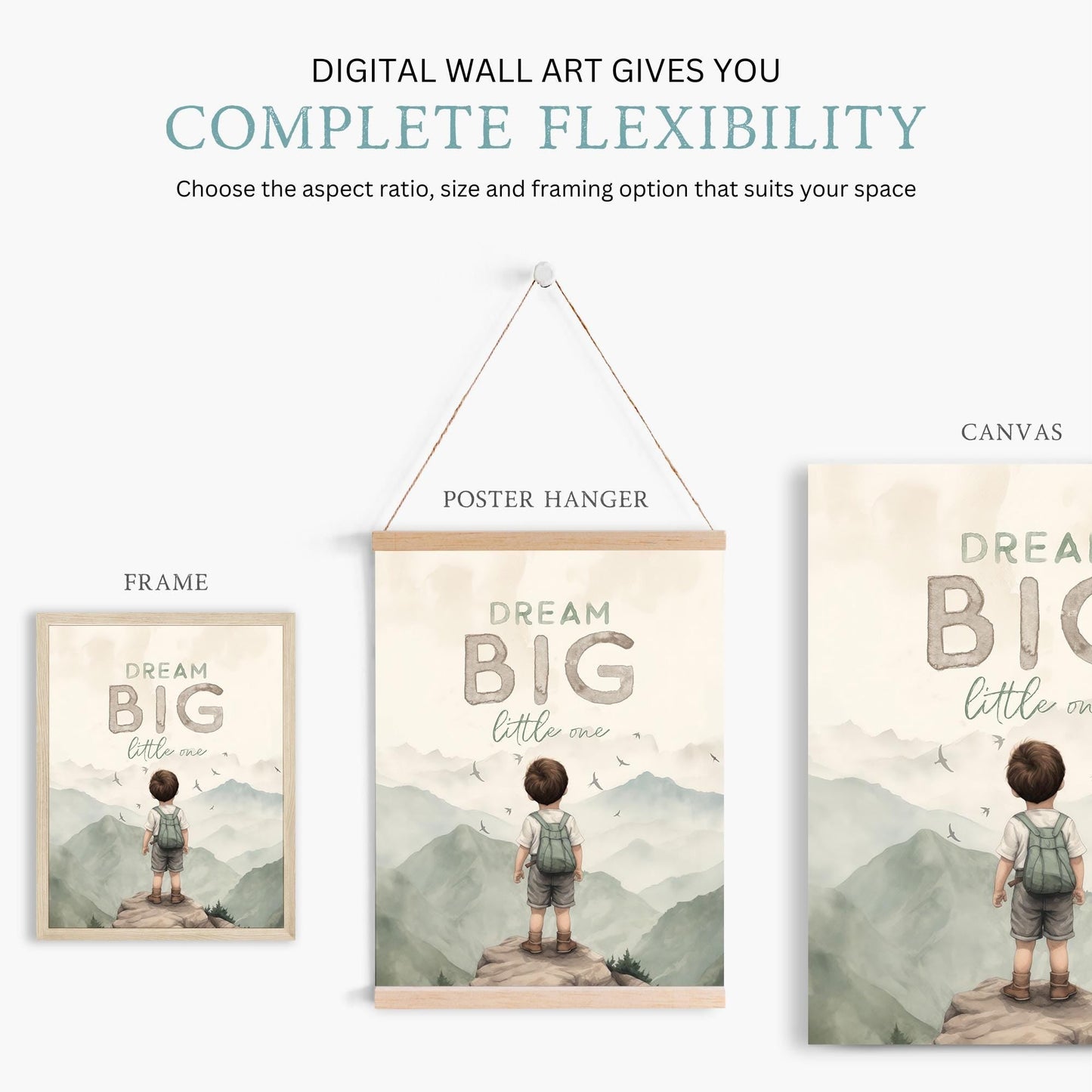 Dream Big Nursery Print, Boys Room Decor Set of 3, Boy Adventure Nursery, Dream Big Little One Quote, Outdoors Nursery Boy,Printable Boy Art - My Store