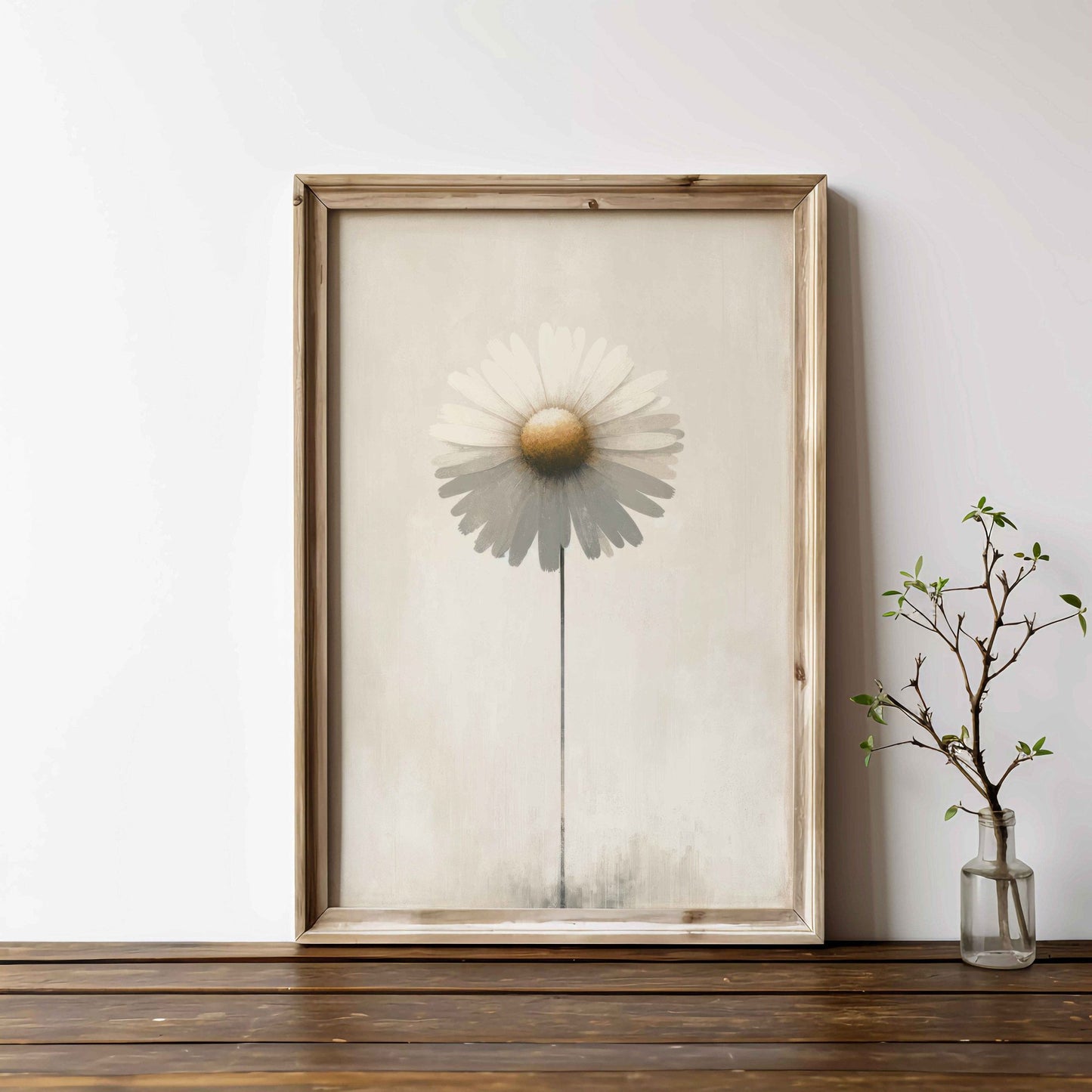 Elegant Daisy Flower Print, Minimalist Vintage Floral Wall Decor - WildfieldPrints