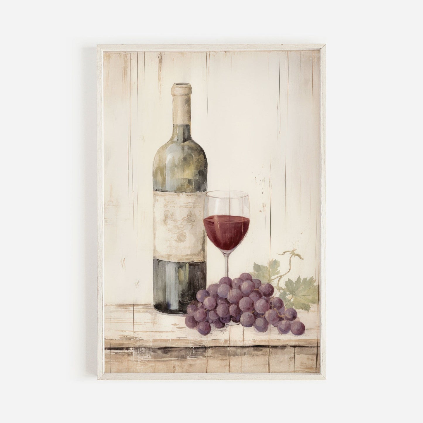 Elegant Vintage Wine & Grape Wall Art, Rustic Home Decor - WildfieldPrints
