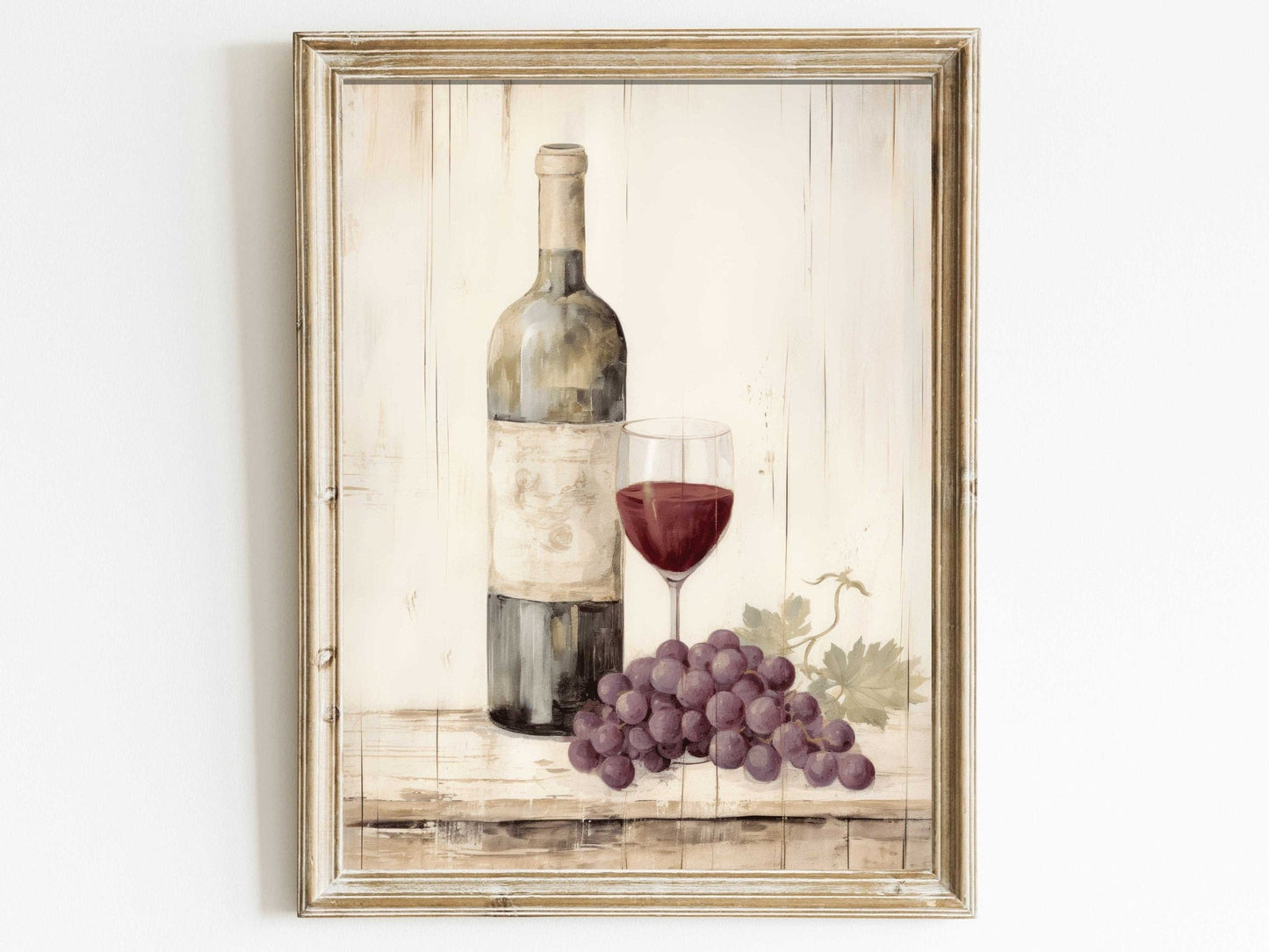 Elegant Vintage Wine & Grape Wall Art, Rustic Home Decor - WildfieldPrints