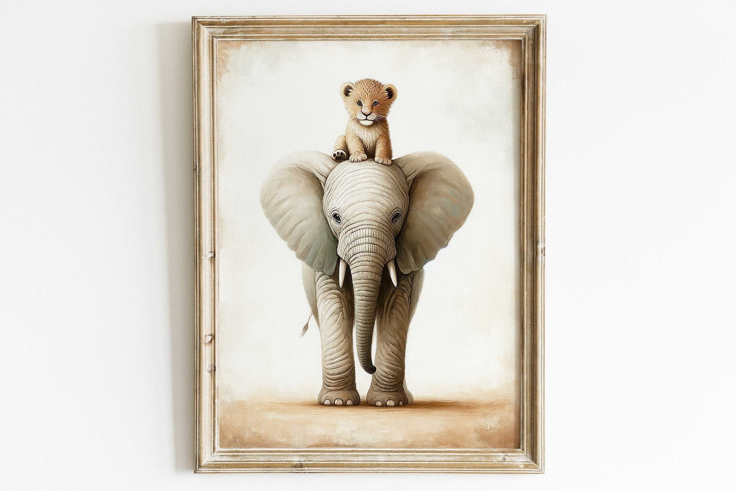 Elephant & Lion Nursery Wall Art, Safari Animal Room Decor, Cute Prints - WildfieldPrints