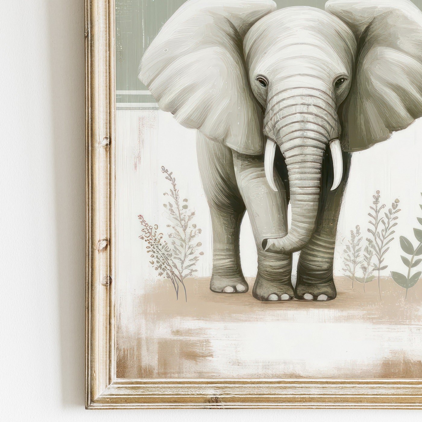 Elephant Nursery Print, Safari Animal Kids Room Decor, Vintage Art - WildfieldPrints