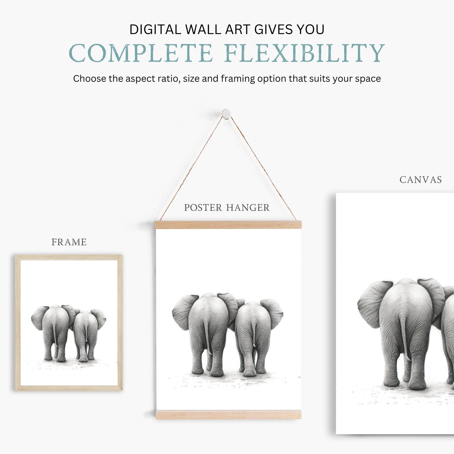 Elephant Wall Art, Safari Animal Decor, Kids Room Print - WildfieldPrints