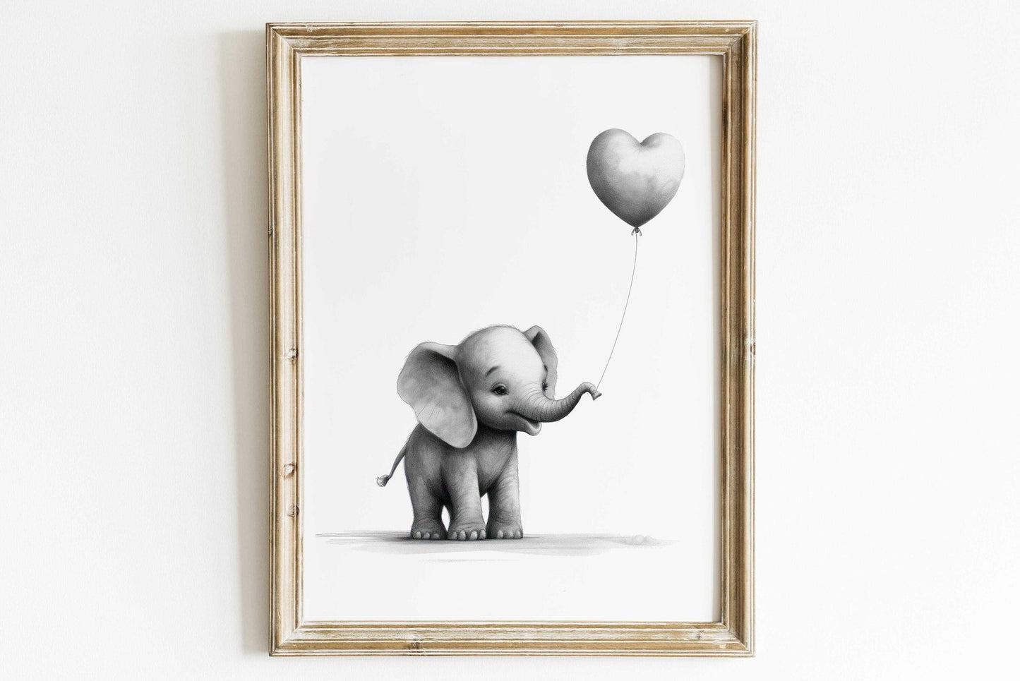 Elephant with Balloon, Safari Animal Art, Watercolor Nursery Decor - WildfieldPrints