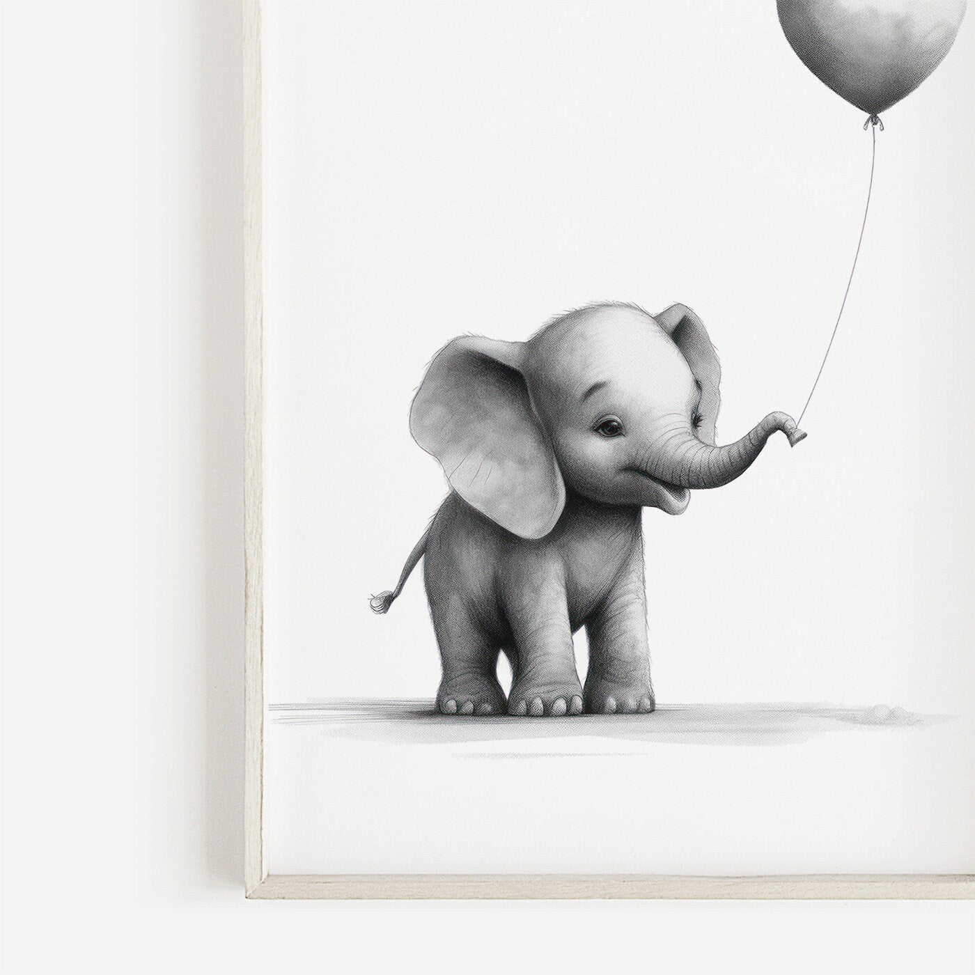 Elephant with Balloon, Safari Animal Art, Watercolor Nursery Decor - WildfieldPrints