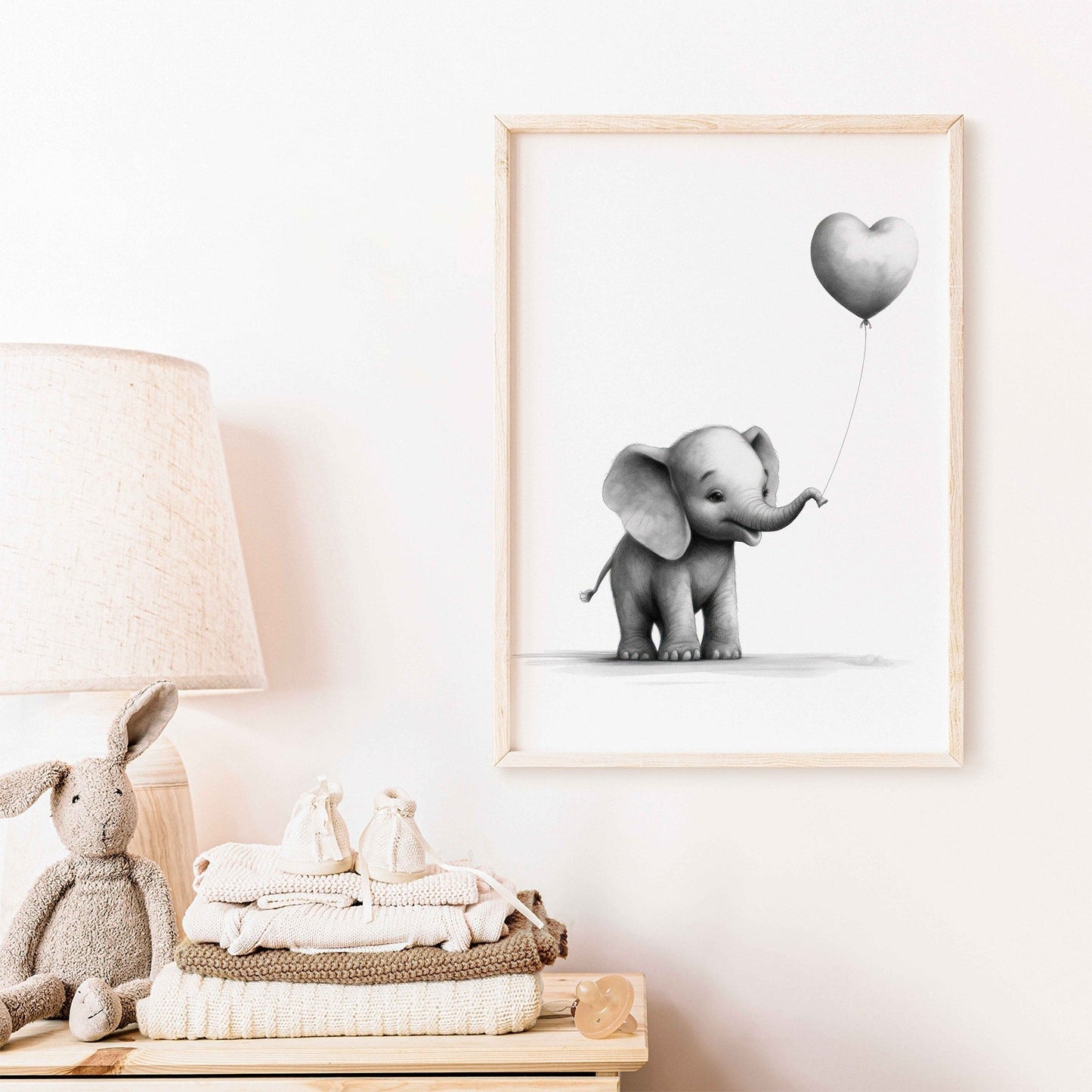 Elephant with Balloon, Safari Animal Art, Watercolor Nursery Decor - WildfieldPrints
