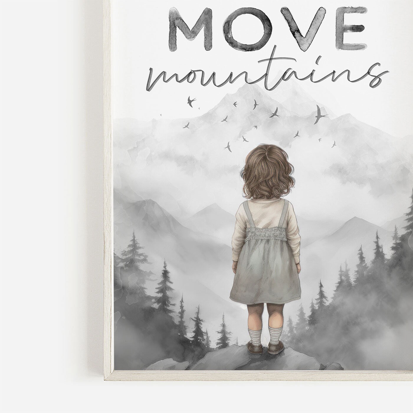 Empowering Girls Nursery Decor, She Will Move Mountains, Quote Print - WildfieldPrints