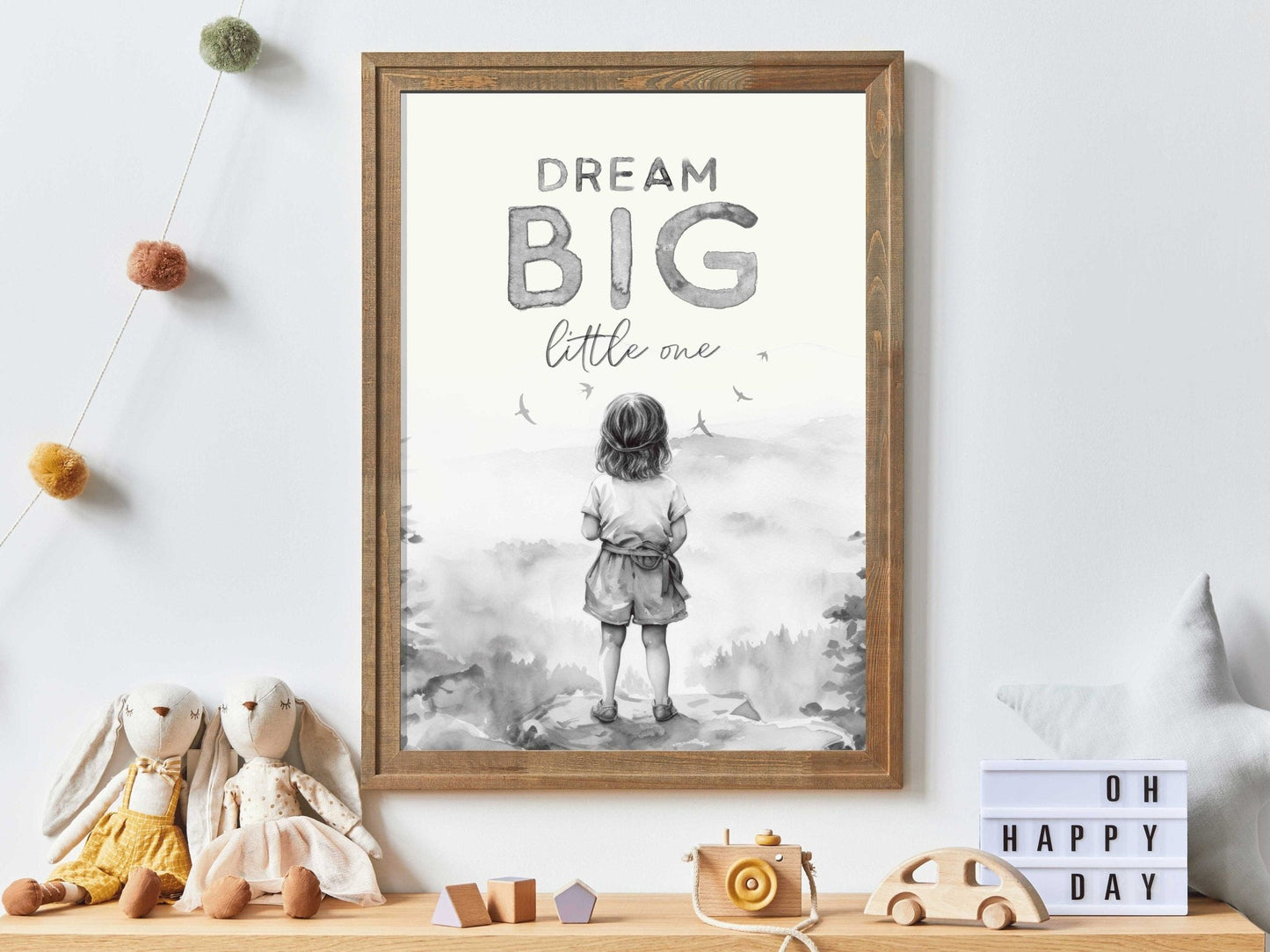 Empowering Quote Nursery Art, Dream Big Little One, Kids Room Decor - WildfieldPrints