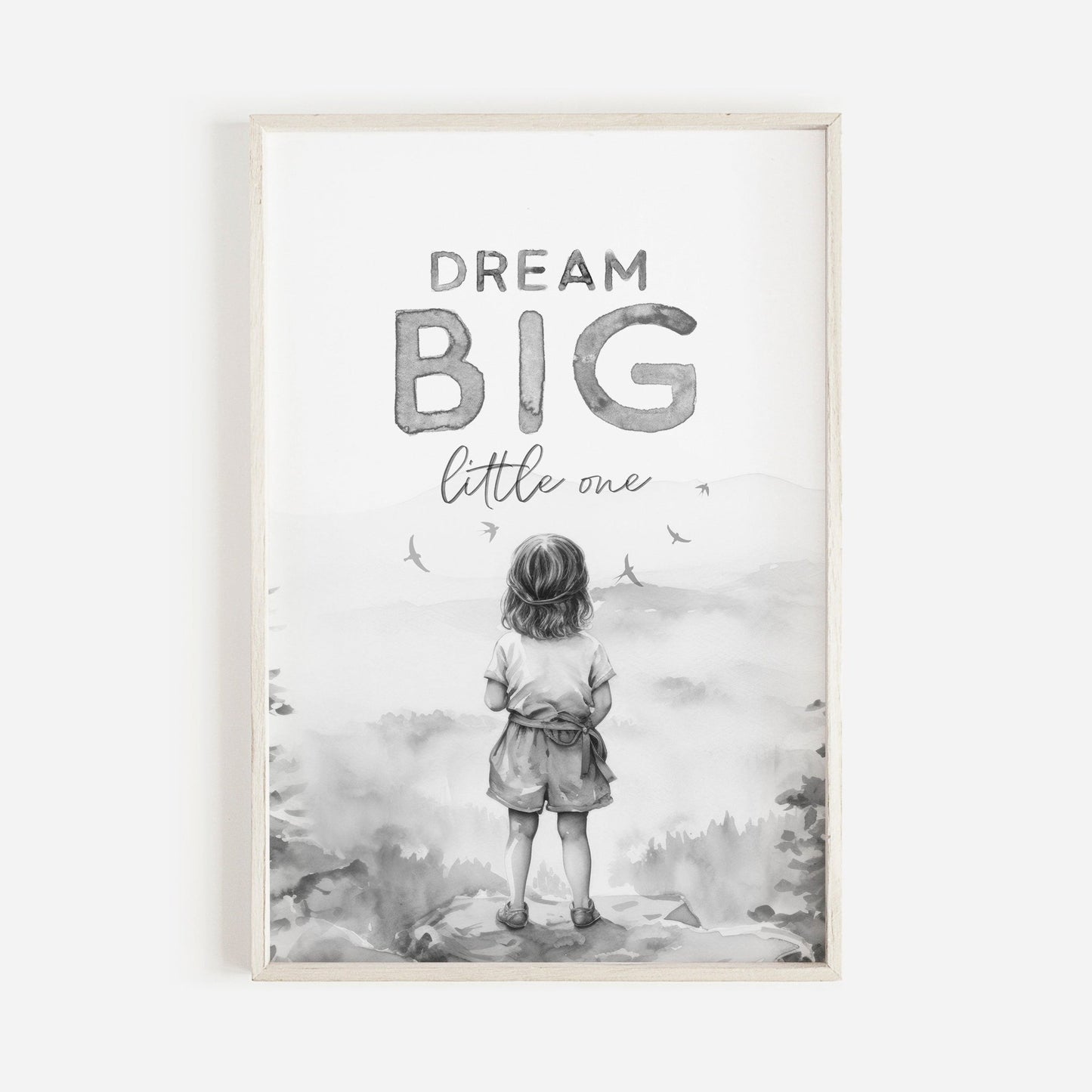 Empowering Quote Nursery Art, Dream Big Little One, Kids Room Decor - WildfieldPrints