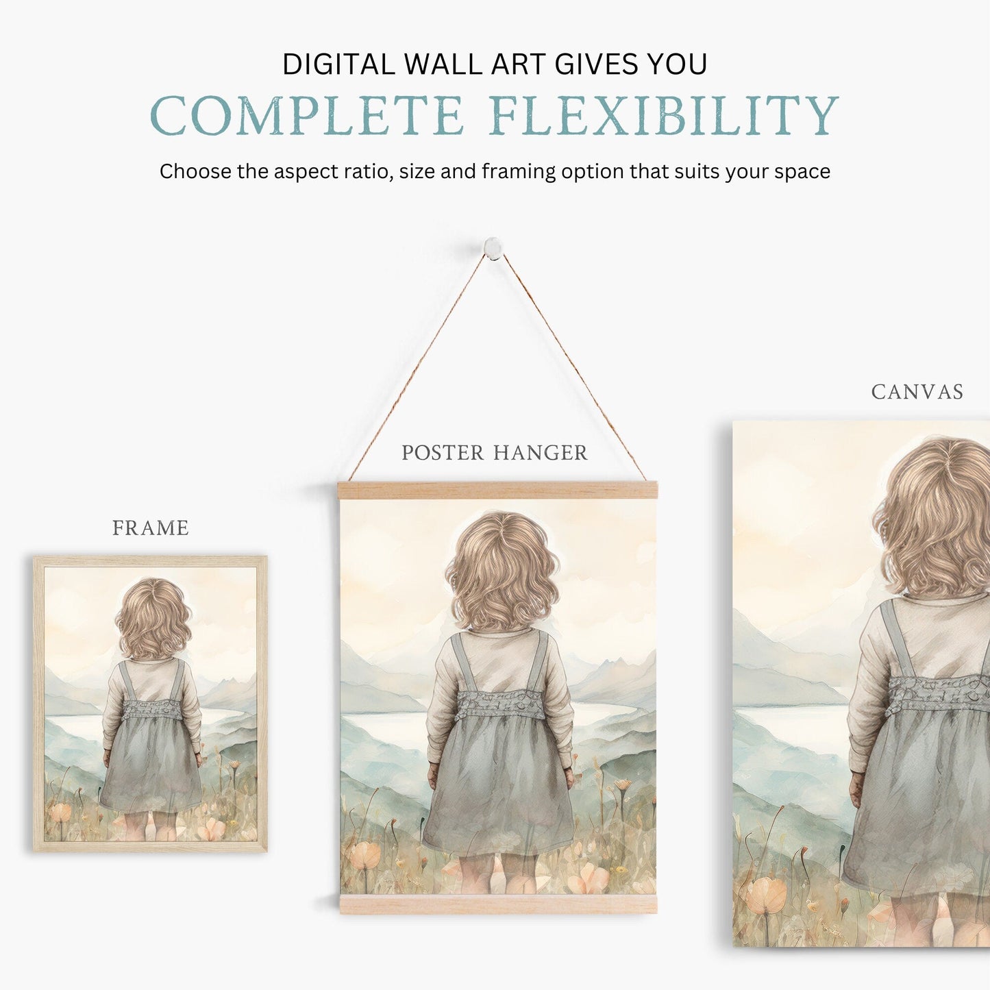 Enchanted Wildflower Triptych Art Prints, Vintage Girl Nursery Decor - WildfieldPrints