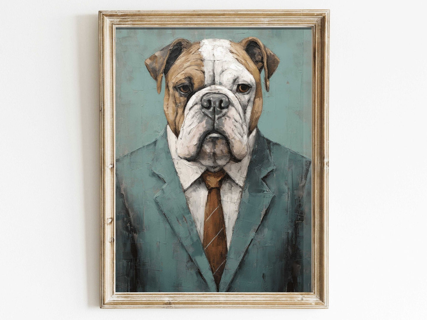 English Bulldog Art, Vintage Dog Print, Rustic Bulldog Decor - WildfieldPrints