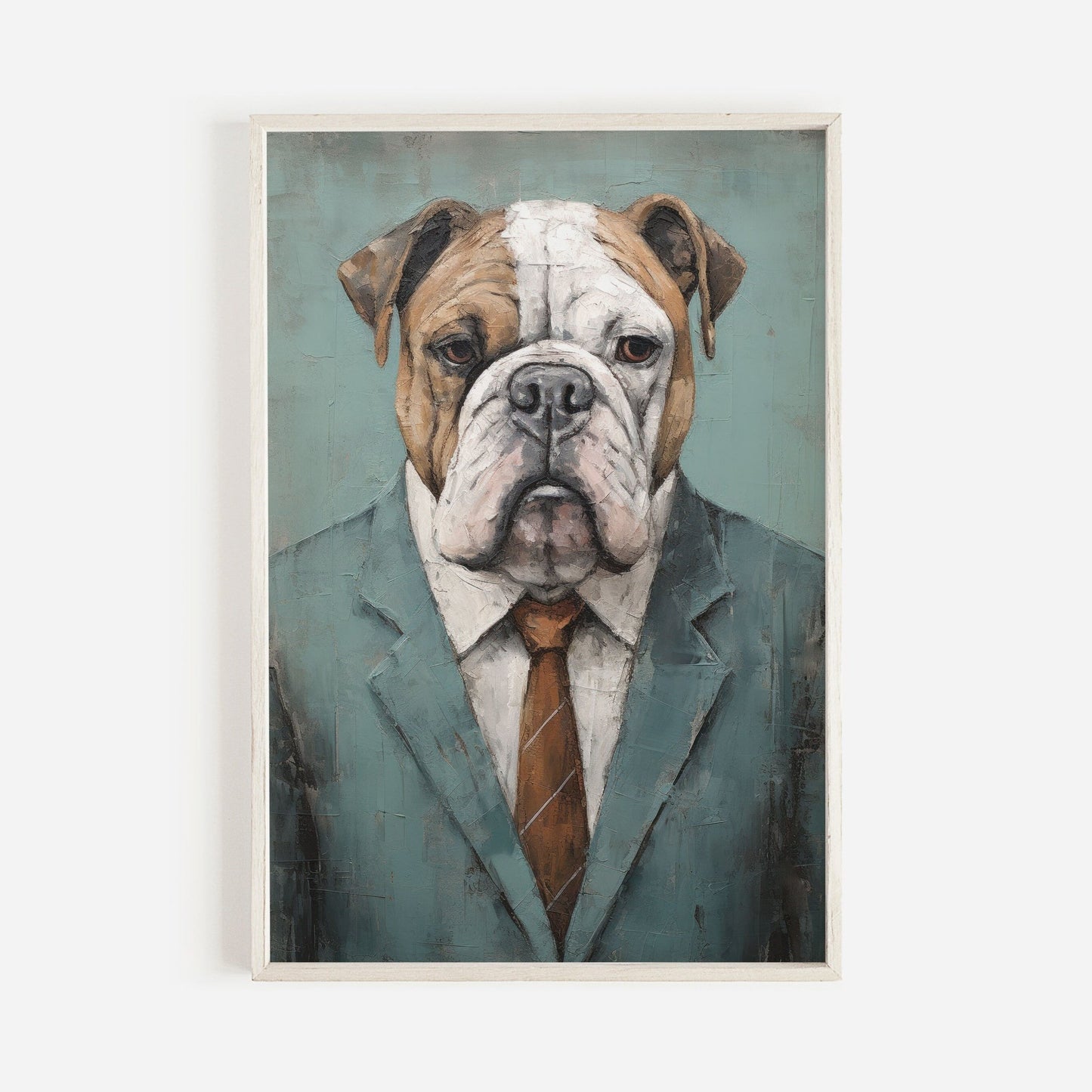 English Bulldog Art, Vintage Dog Print, Rustic Bulldog Decor - WildfieldPrints