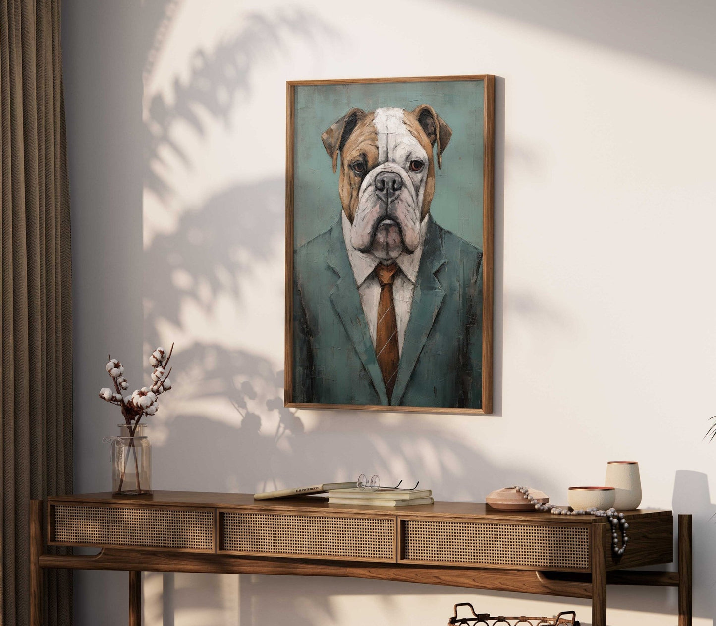 English Bulldog Art, Vintage Dog Print, Rustic Bulldog Decor - WildfieldPrints