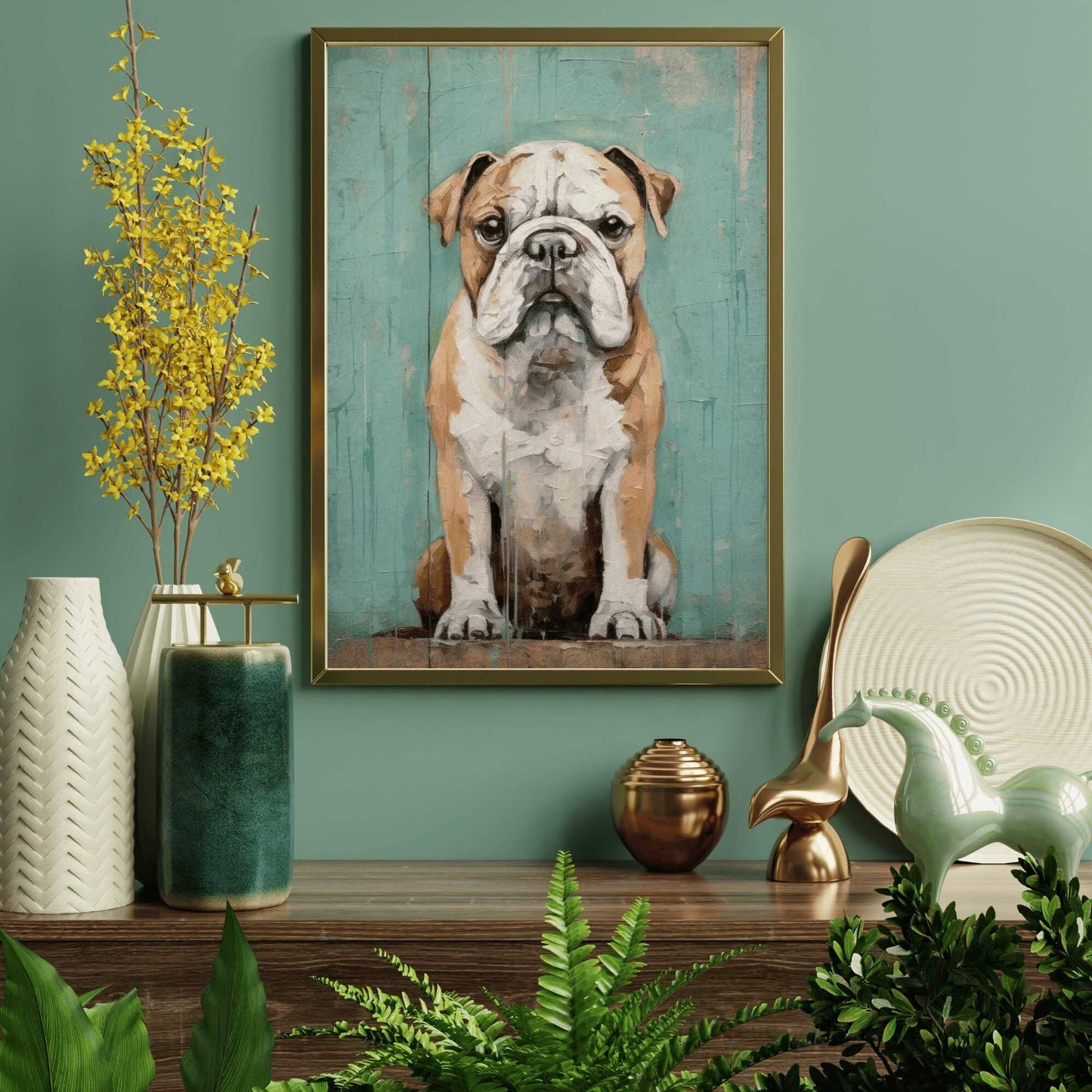 English Bulldog Wall Art, Vintage Dog Portrait, Gift for Dog Lovers - WildfieldPrints