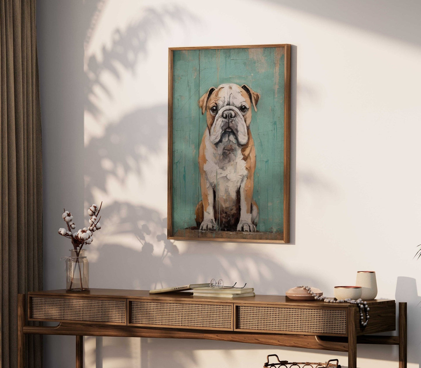 English Bulldog Wall Art, Vintage Dog Portrait, Gift for Dog Lovers - WildfieldPrints