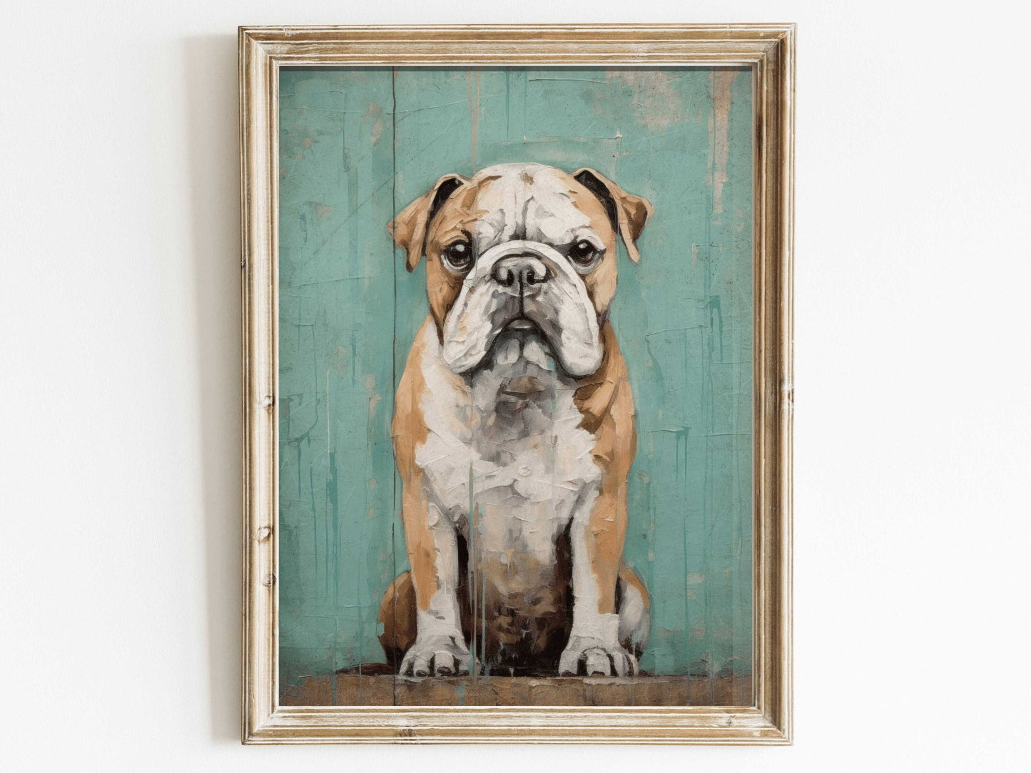 English Bulldog Wall Art, Vintage Dog Portrait, Gift for Dog Lovers - WildfieldPrints