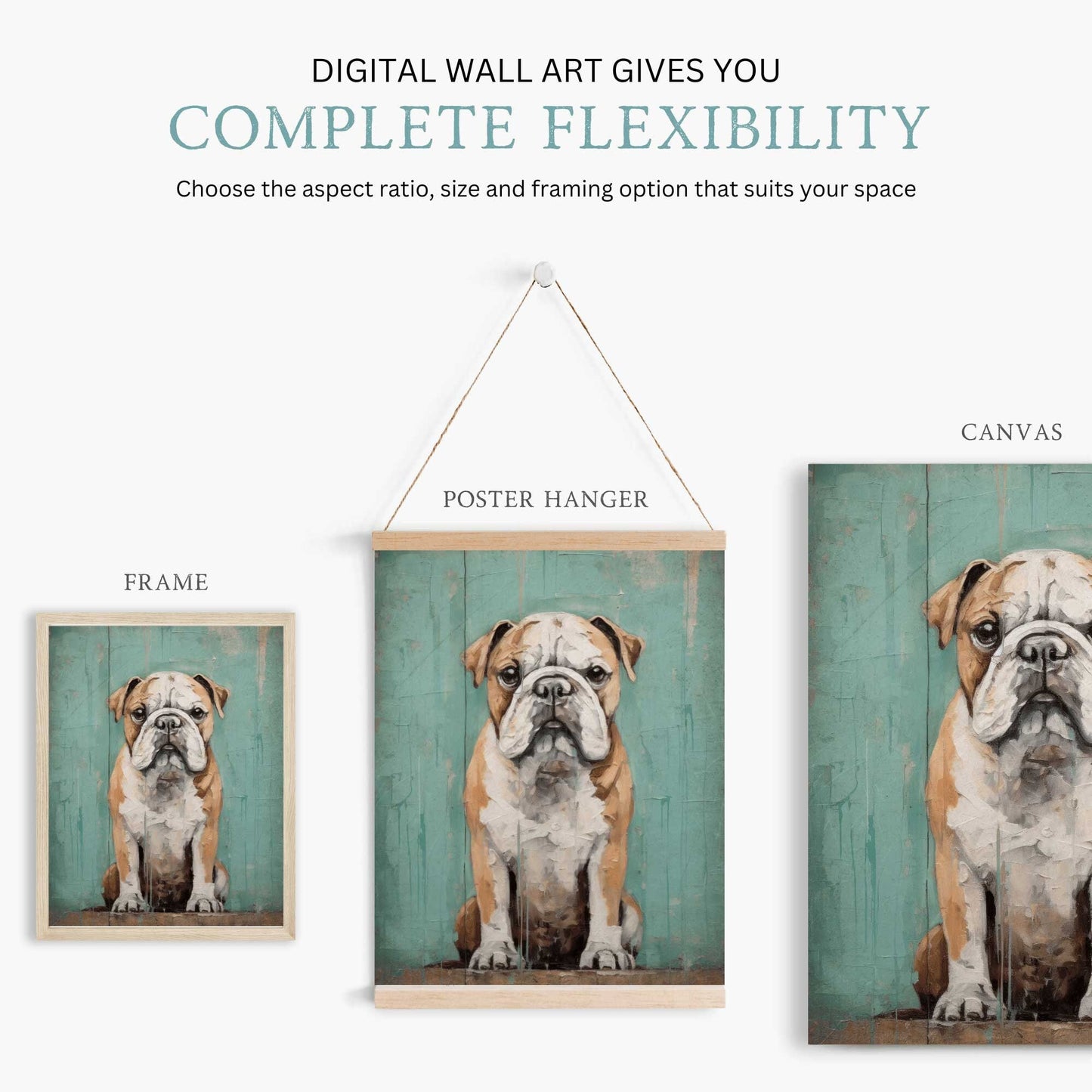 English Bulldog Wall Art, Vintage Dog Portrait, Gift for Dog Lovers - WildfieldPrints