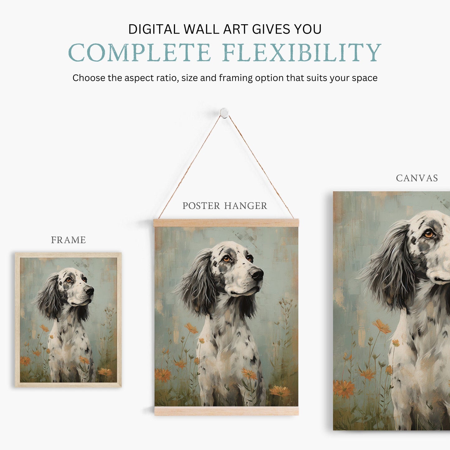 English Setter Art Print, Vintage Dog Portrait, Unique Canine Decor - WildfieldPrints
