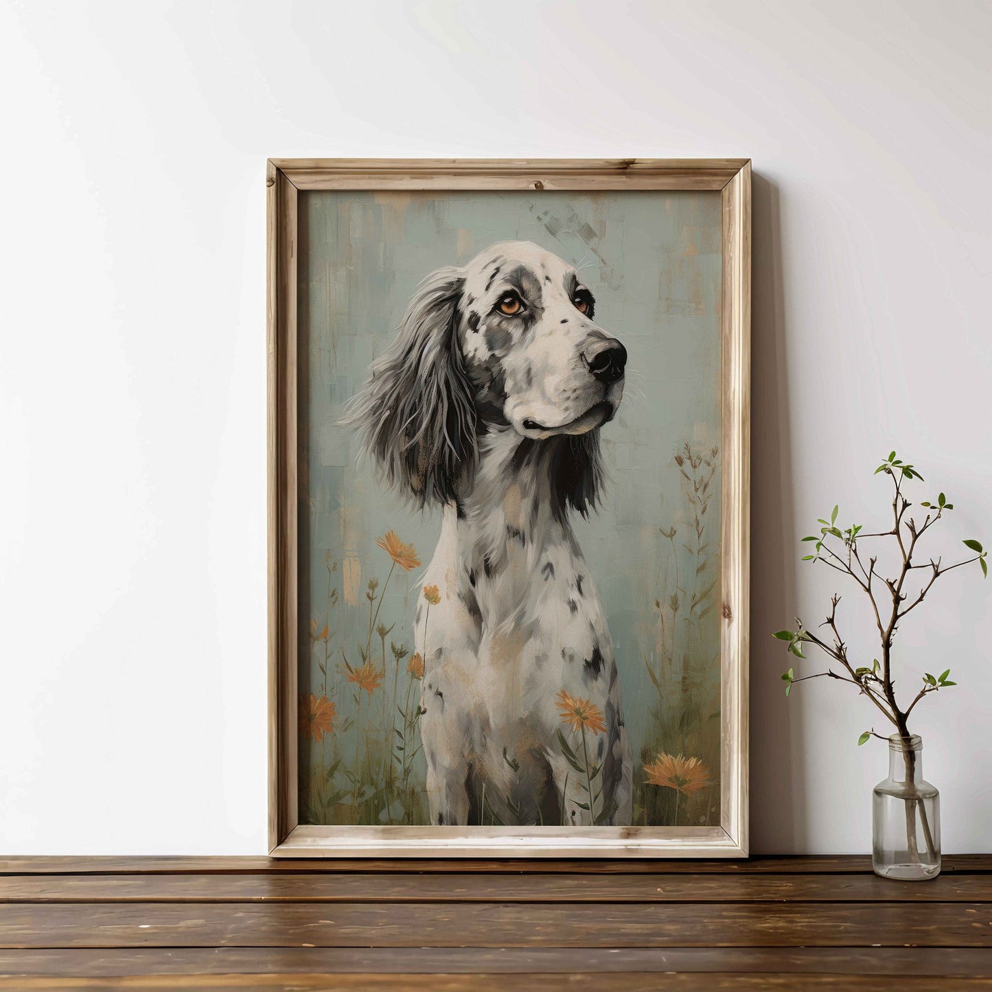 English Setter Art Print, Vintage Dog Portrait, Unique Canine Decor - WildfieldPrints